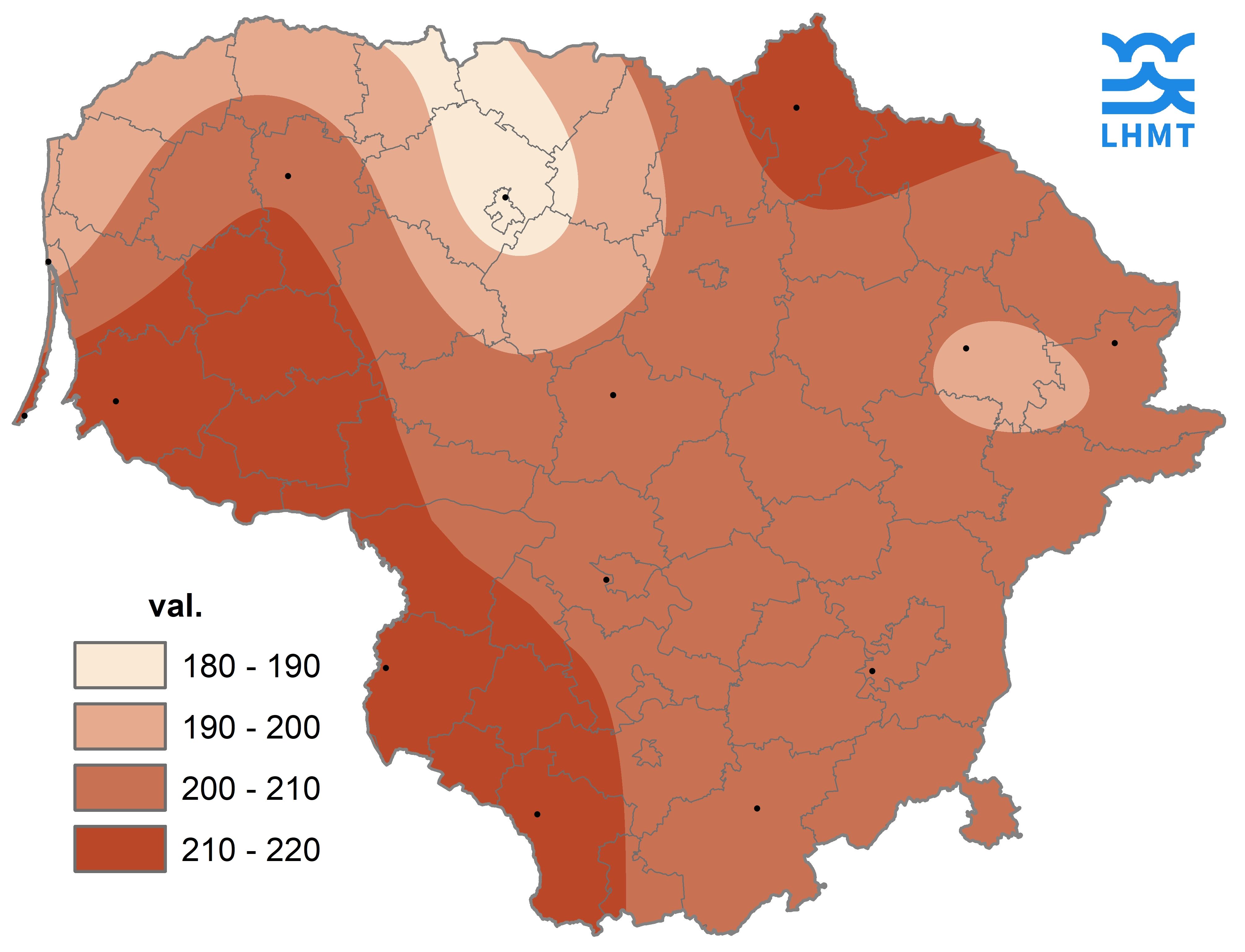  3 pav. Saulės spindėjimo trukmė rugsėjo mėnesį