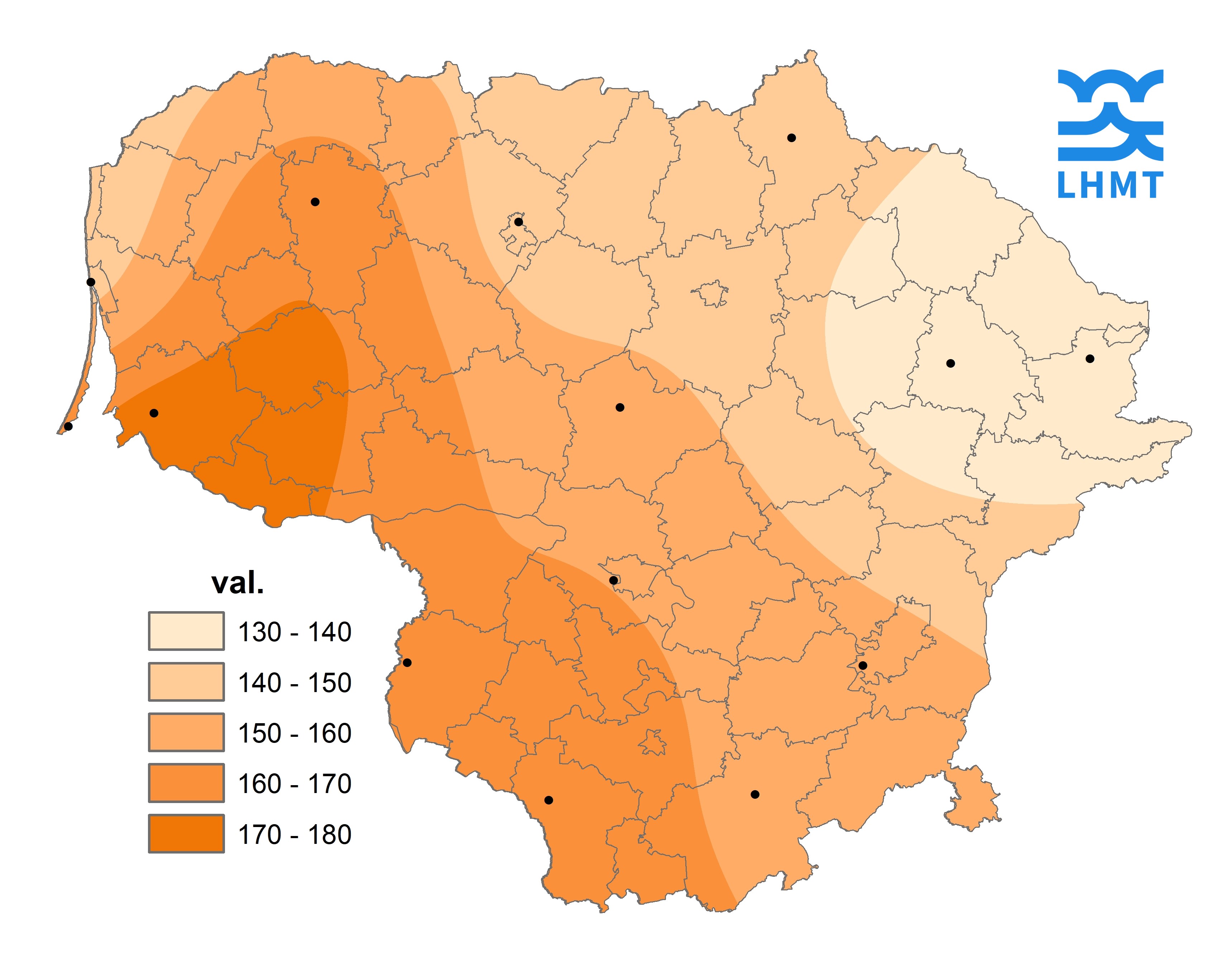  3 pav. Saulės spindėjimo trukmė spalio mėnesį