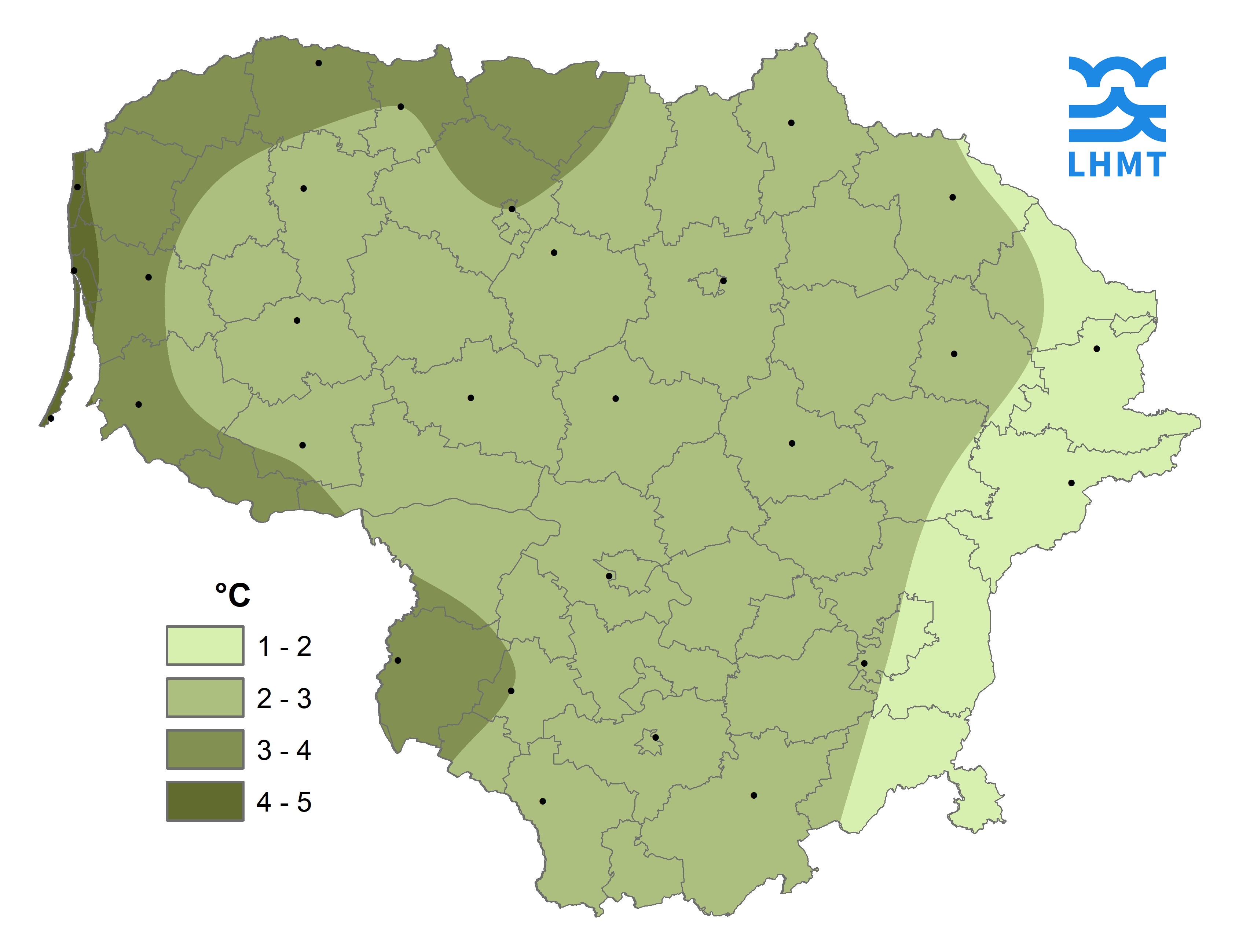  1 pav. Lapkričio mėnesio vidutinė oro temperatūra