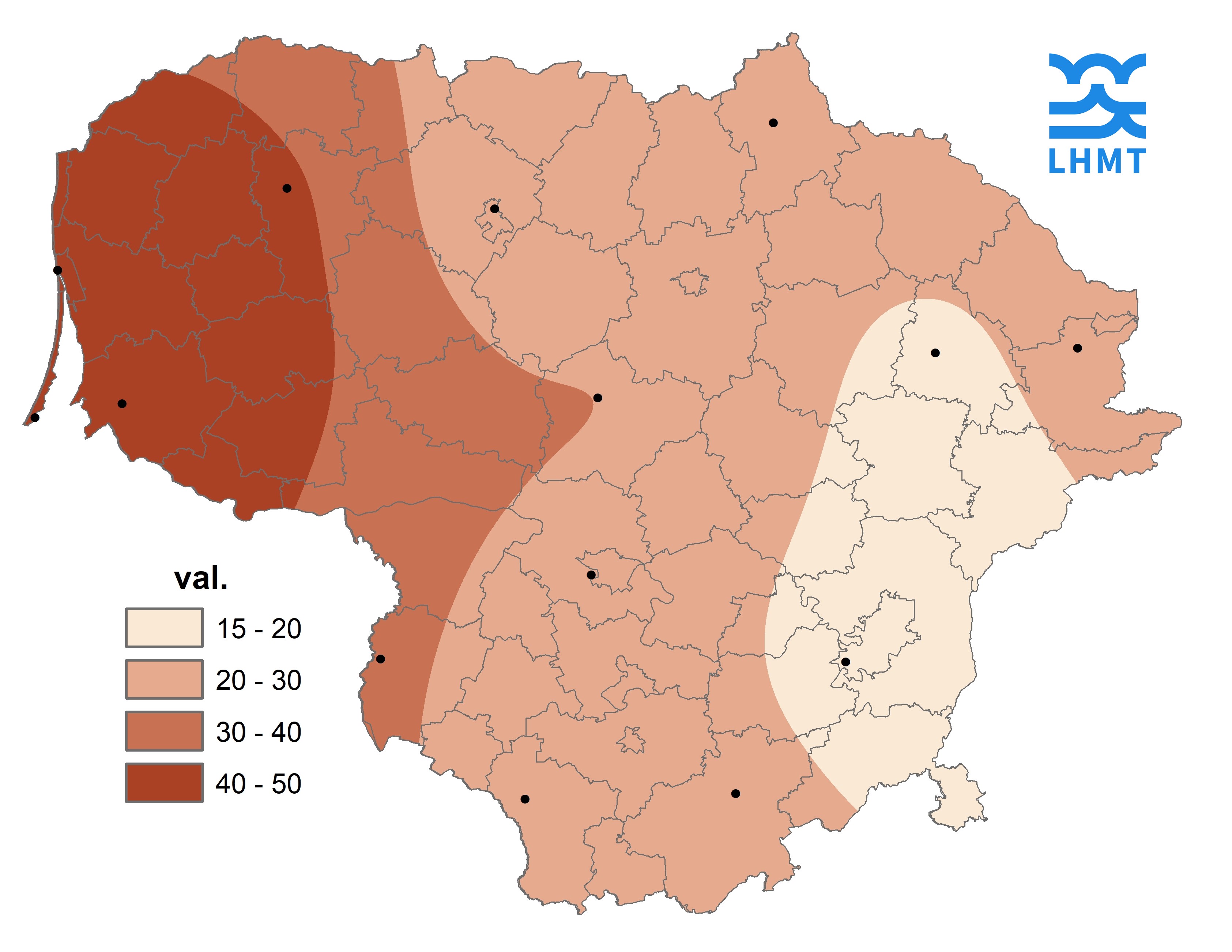  3 pav. Saulės spindėjimo trukmė lapkričio mėnesį