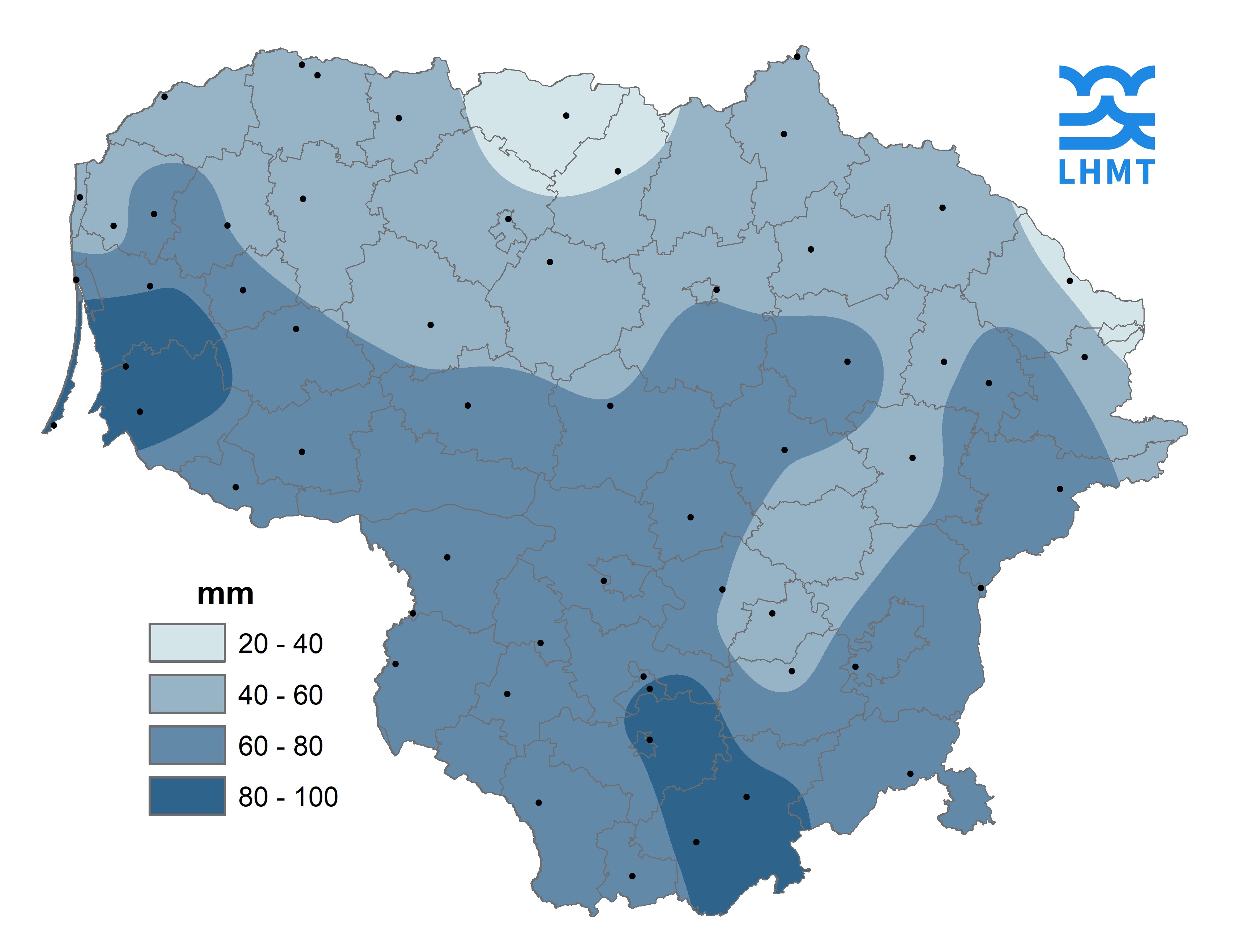  2 pav. Gruodžio mėnesio kritulių kiekis