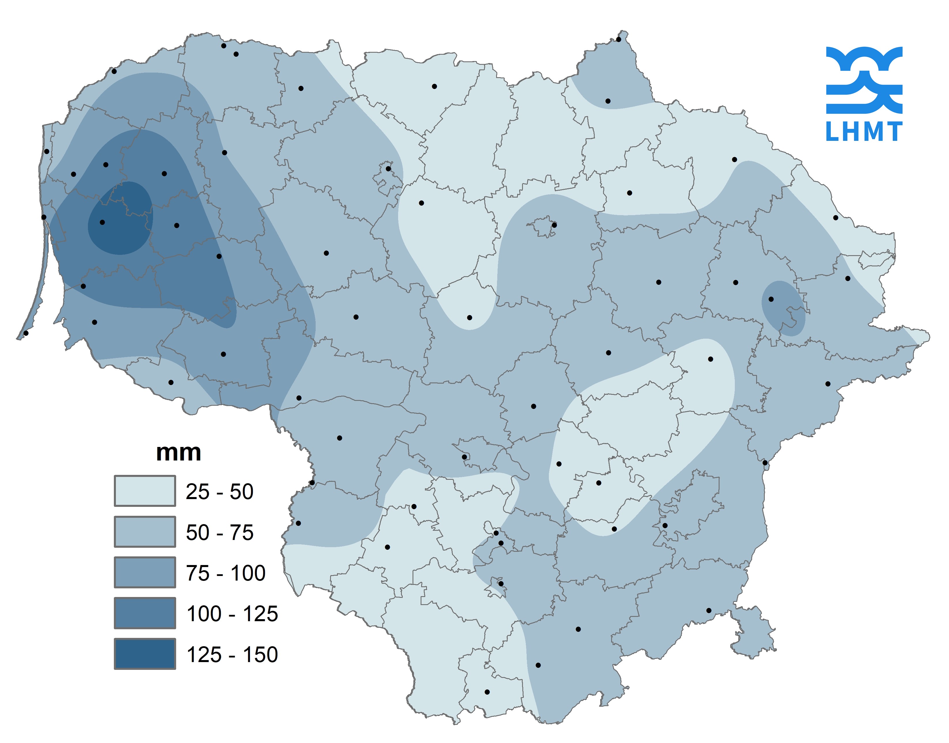  2 pav. Sausio mėnesio kritulių kiekis