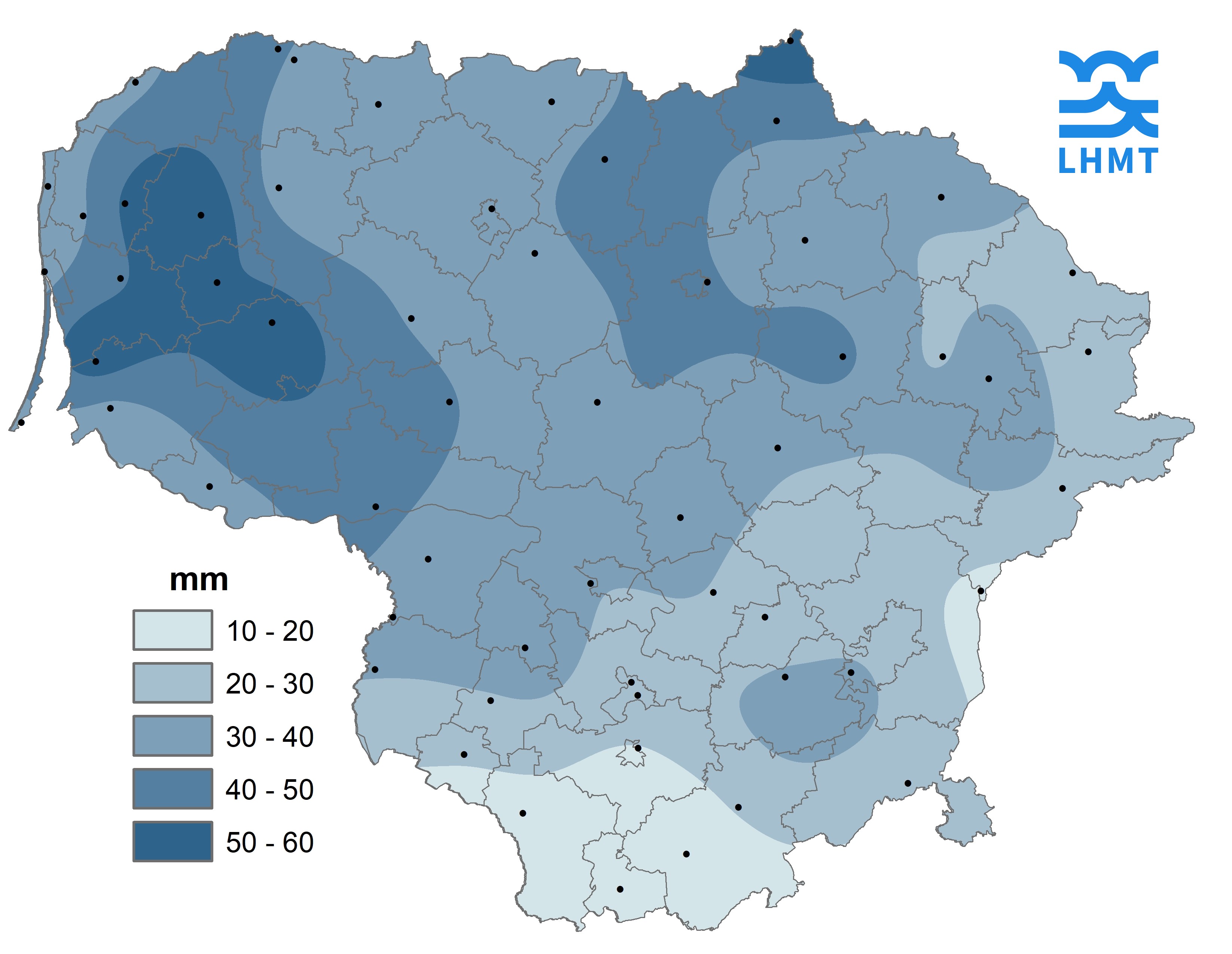  2 pav. Vasario mėnesio kritulių kiekis