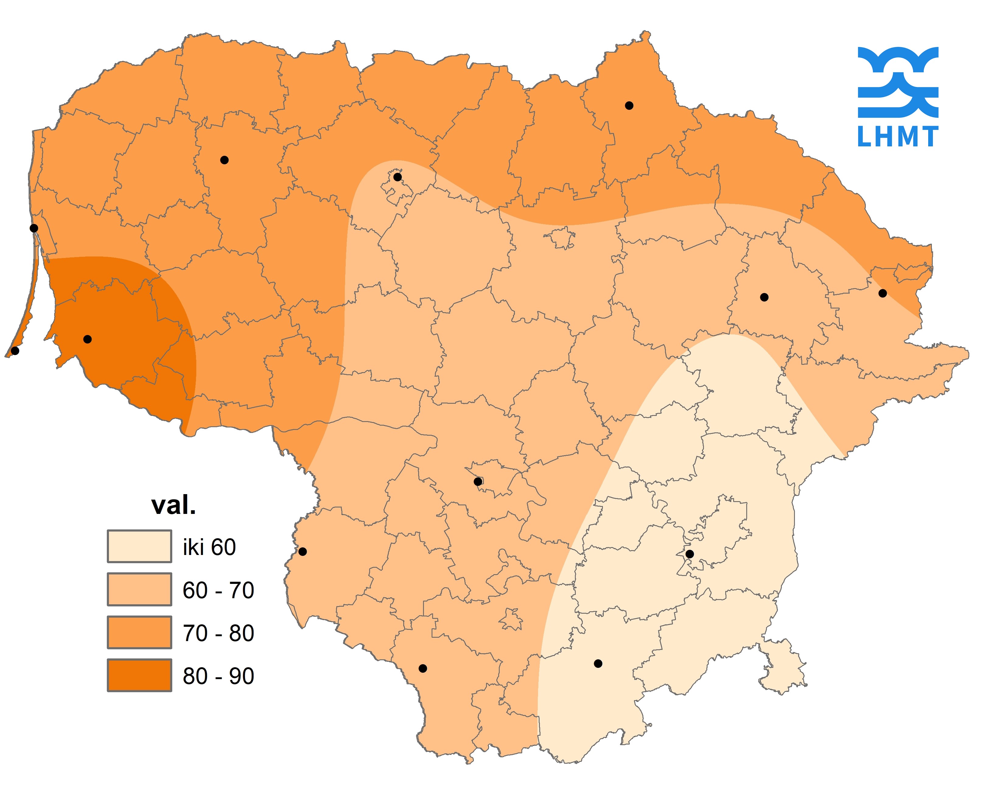  3 pav. Saulės spindėjimo trukmė vasario mėnesį