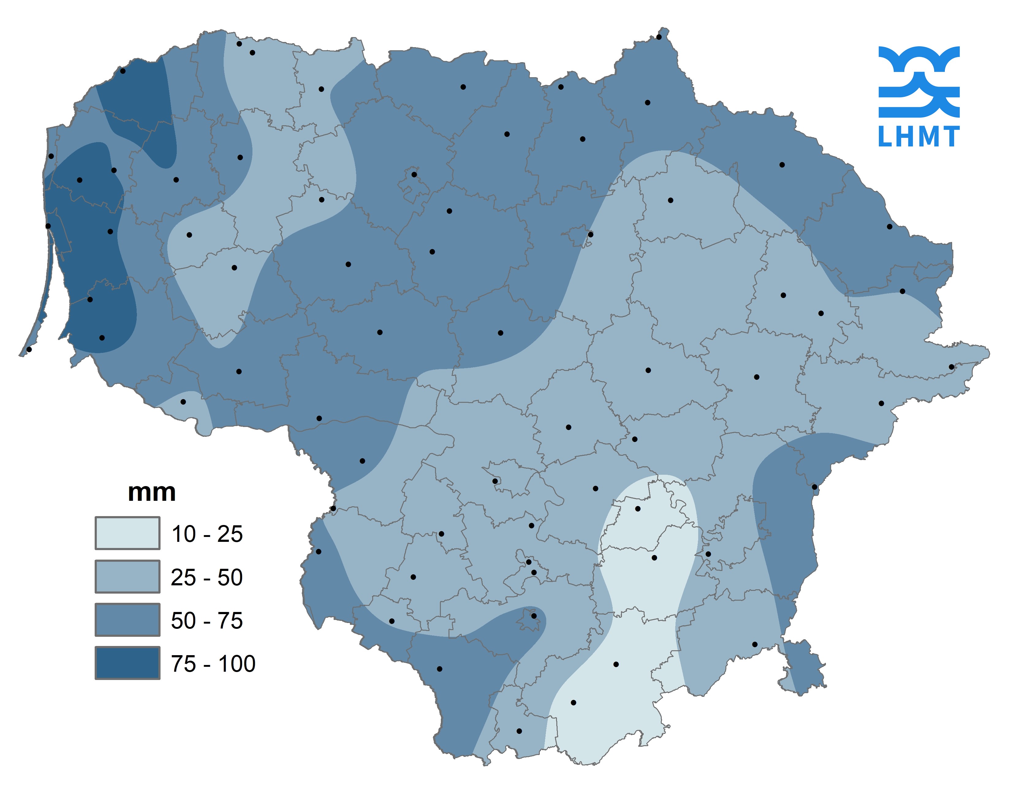  2 pav. Gegužės mėnesio kritulių kiekis