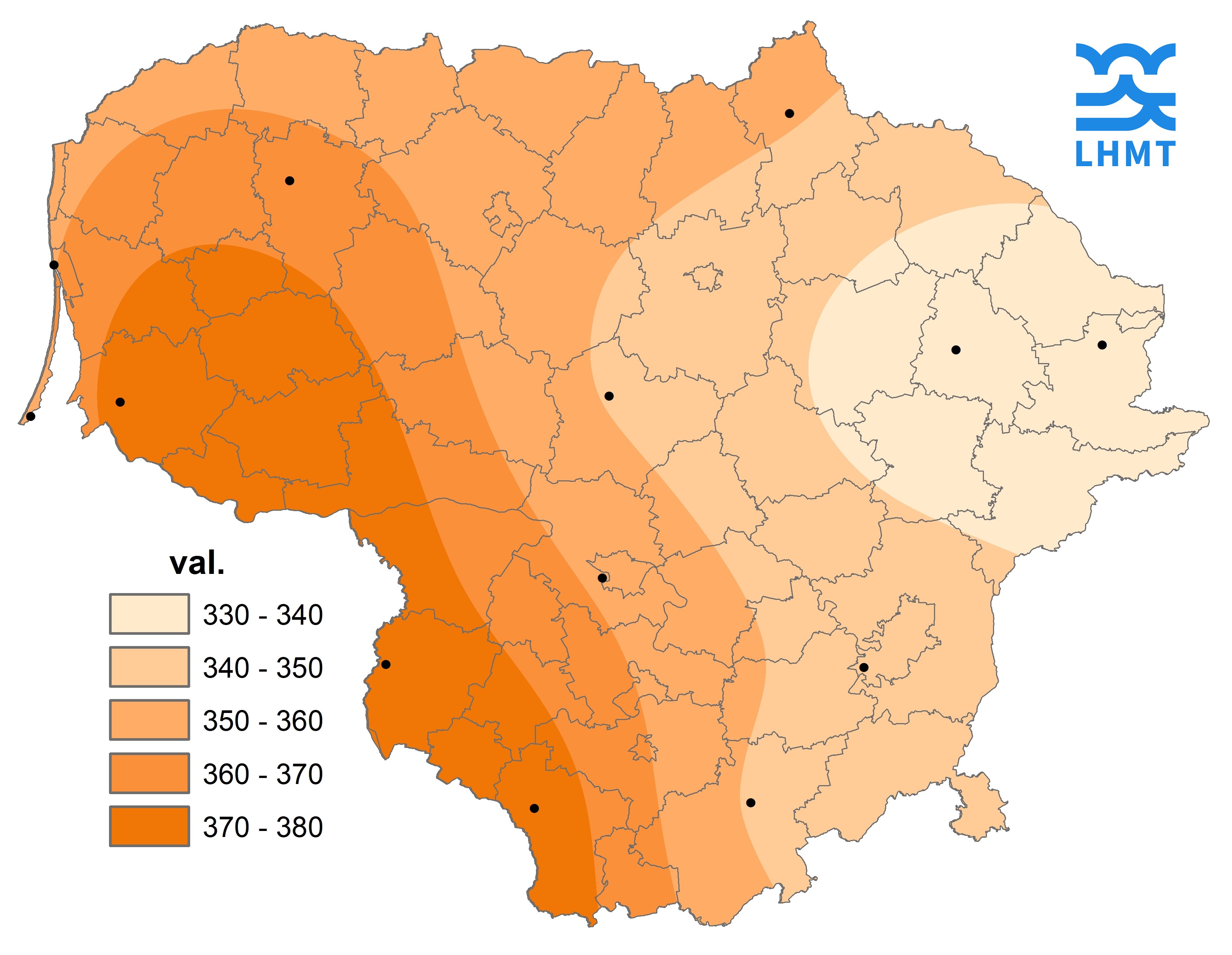  3 pav. Saulės spindėjimo trukmė birželio mėnesį