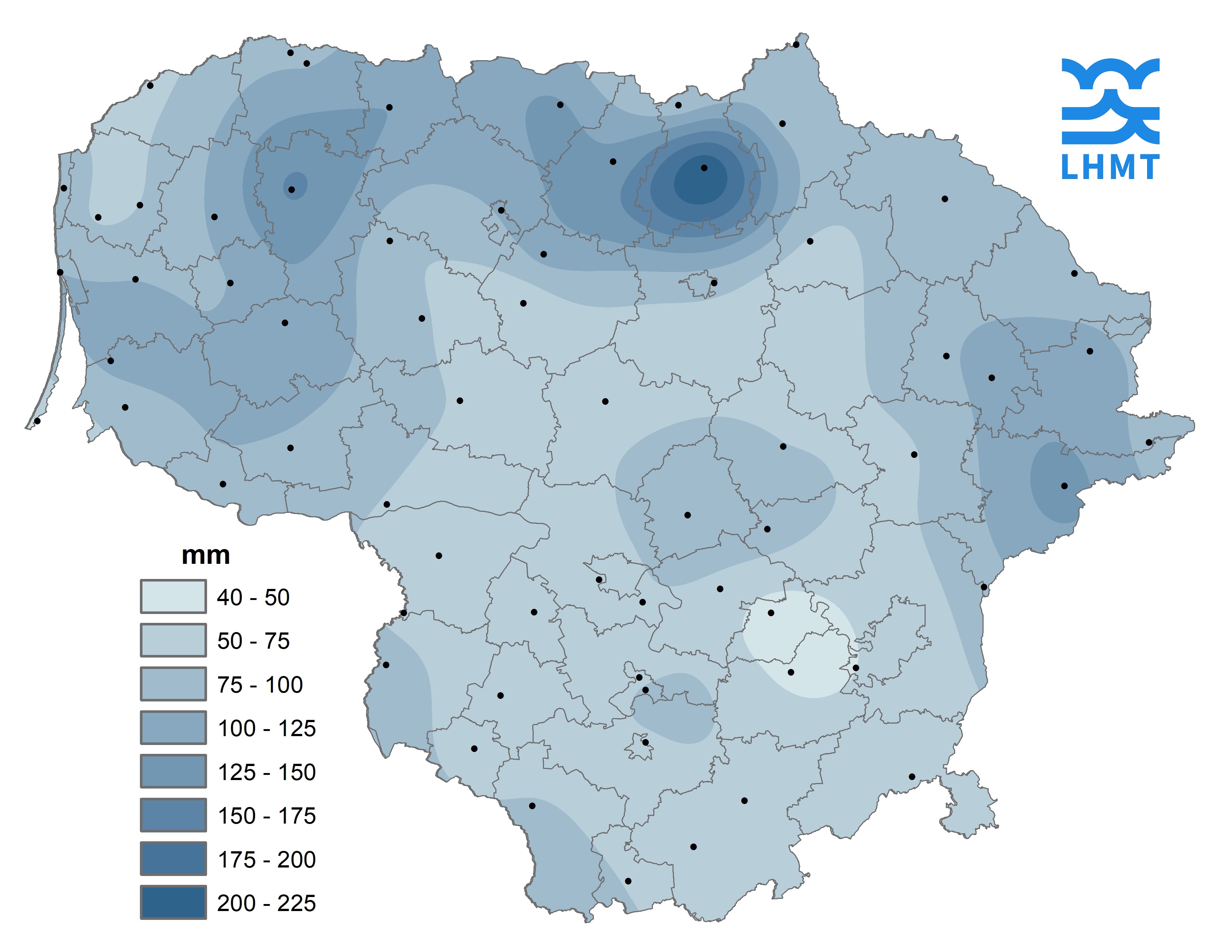  2 pav. Liepos mėnesio kritulių kiekis