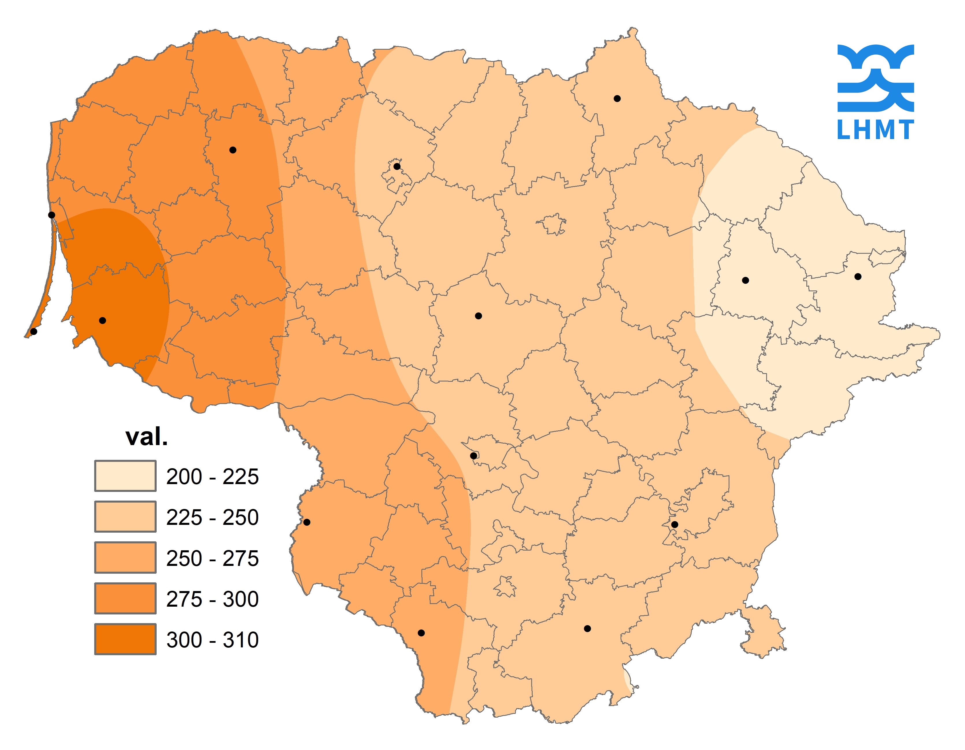  3 pav. Saulės spindėjimo trukmė liepos mėnesį