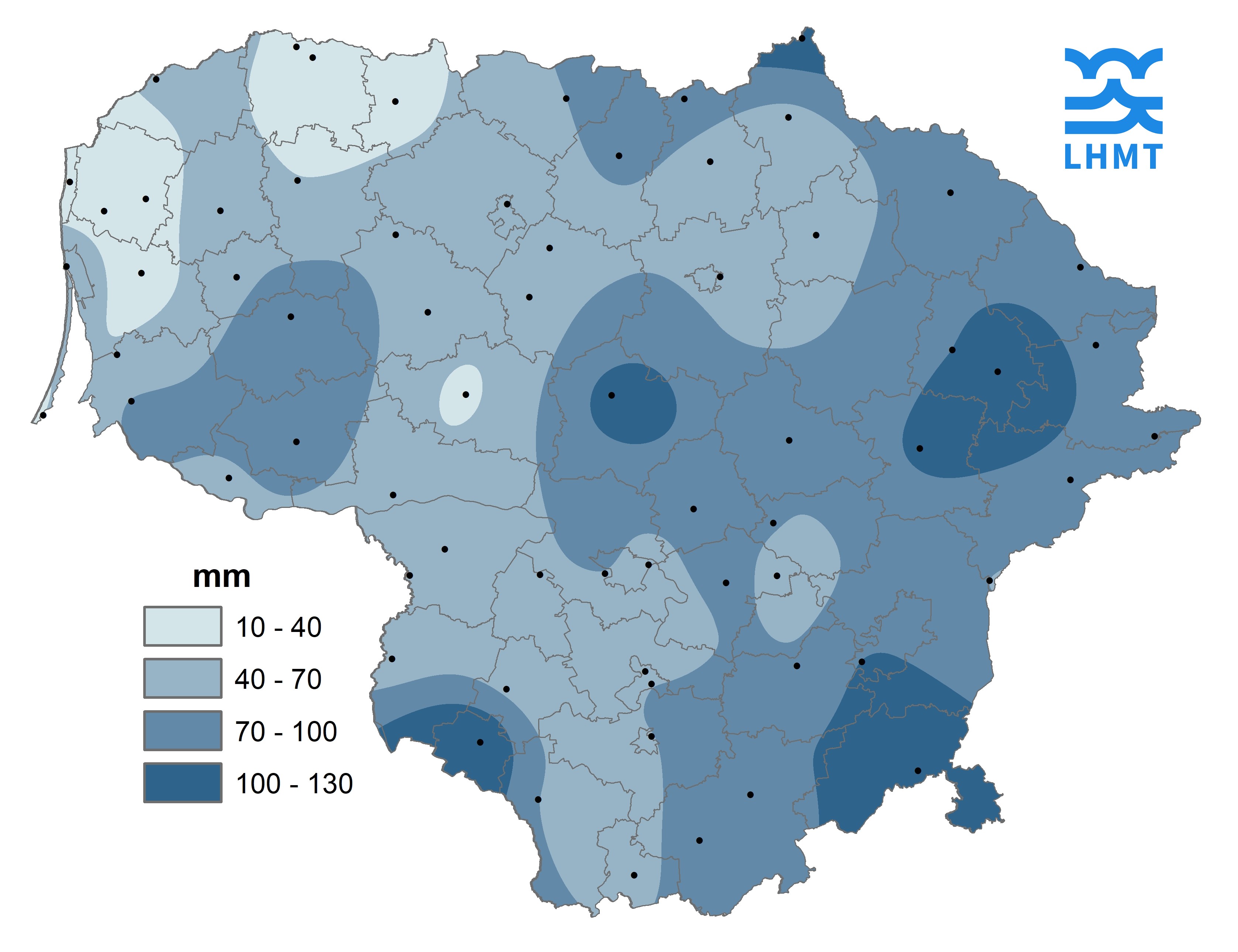  2 pav. Rugpjūčio mėnesio kritulių kiekis