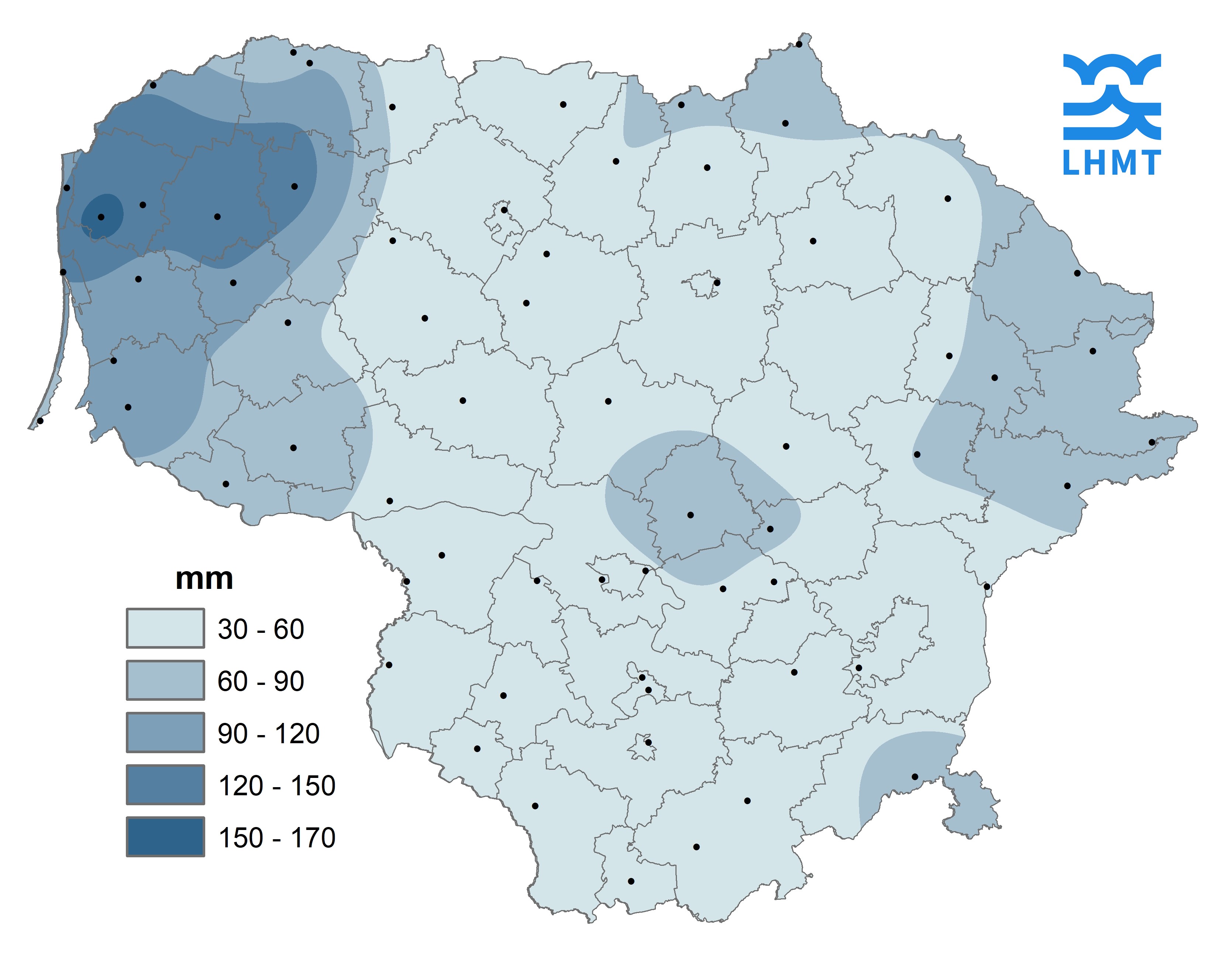  2 pav. Rugsėjo mėnesio kritulių kiekis