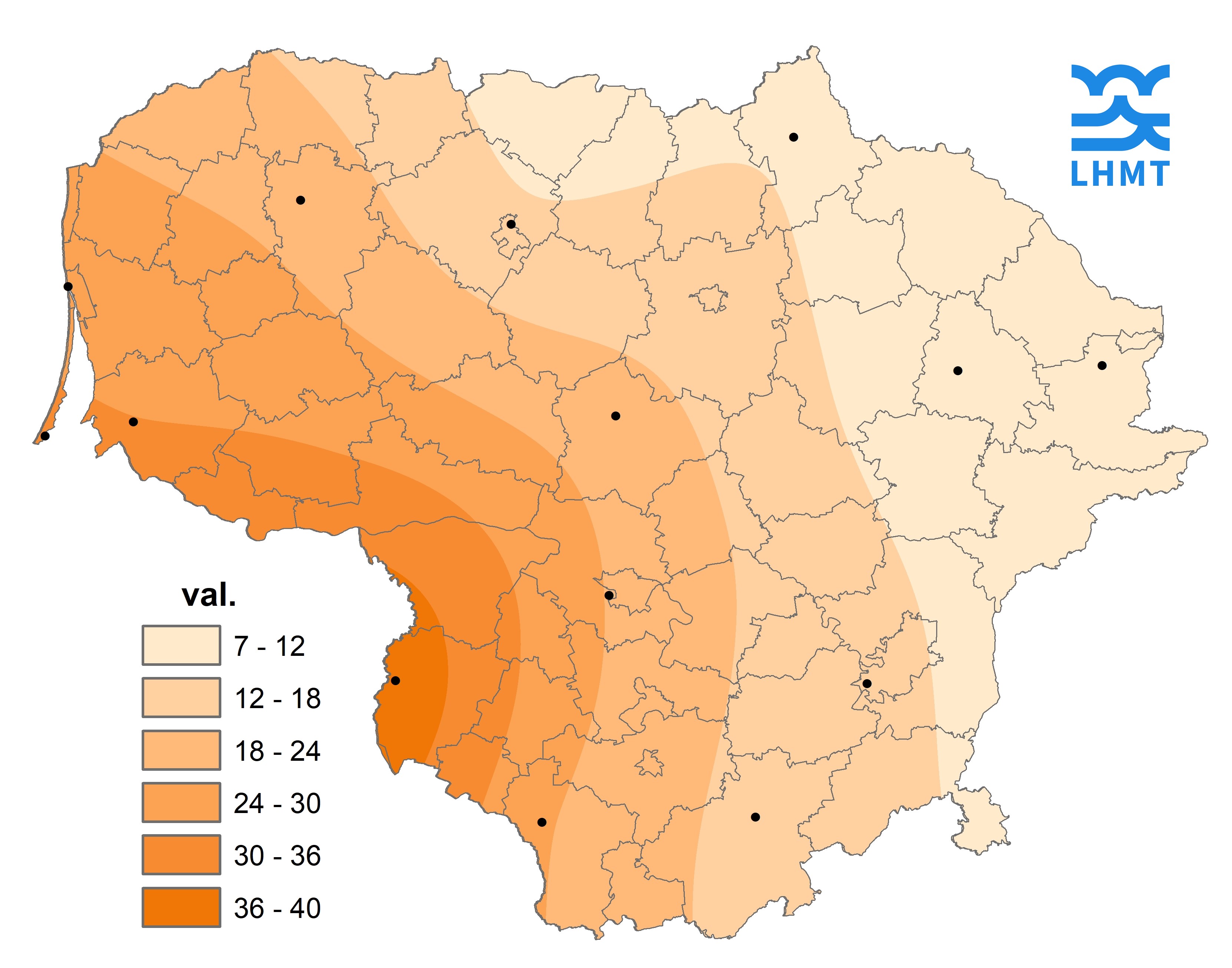  3 pav. Saulės spindėjimo trukmė lapkričio mėnesį