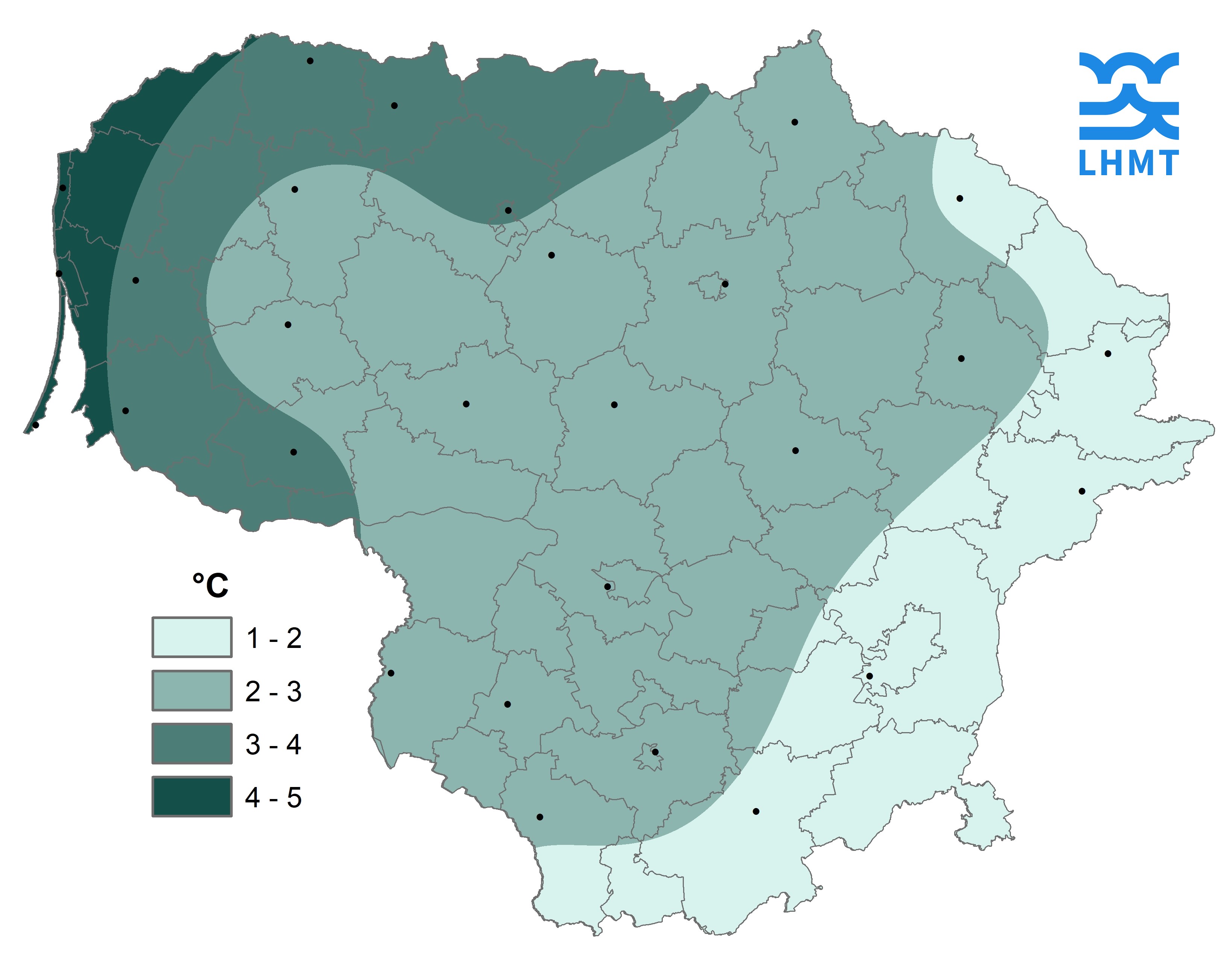  1 pav. Sausio mėnesio vidutinė oro temperatūra