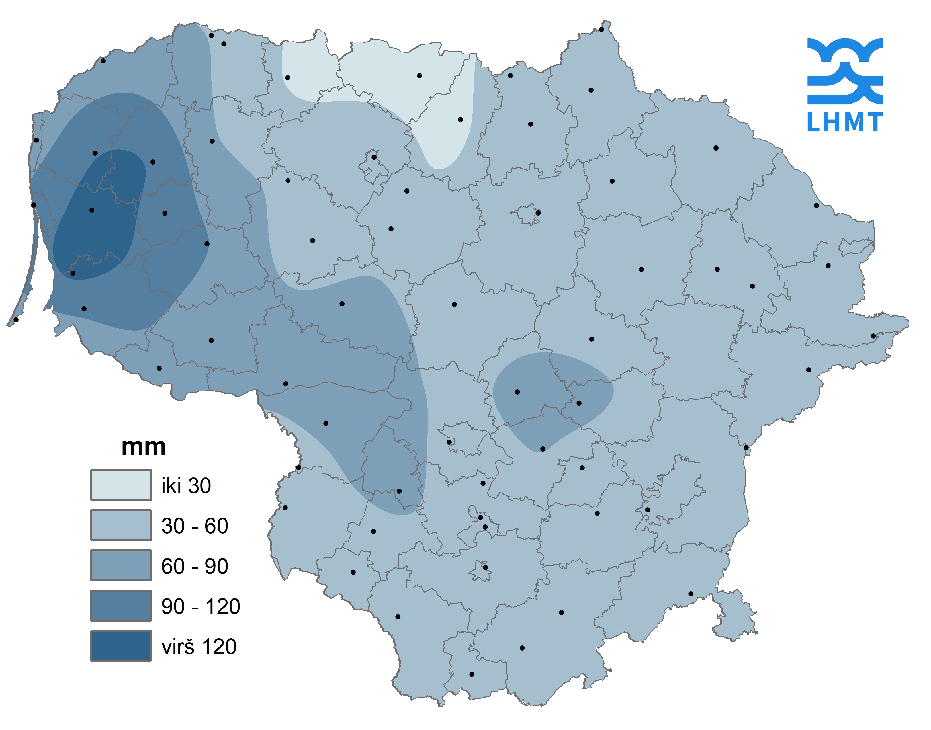  2 pav. Sausio mėnesio kritulių kiekis