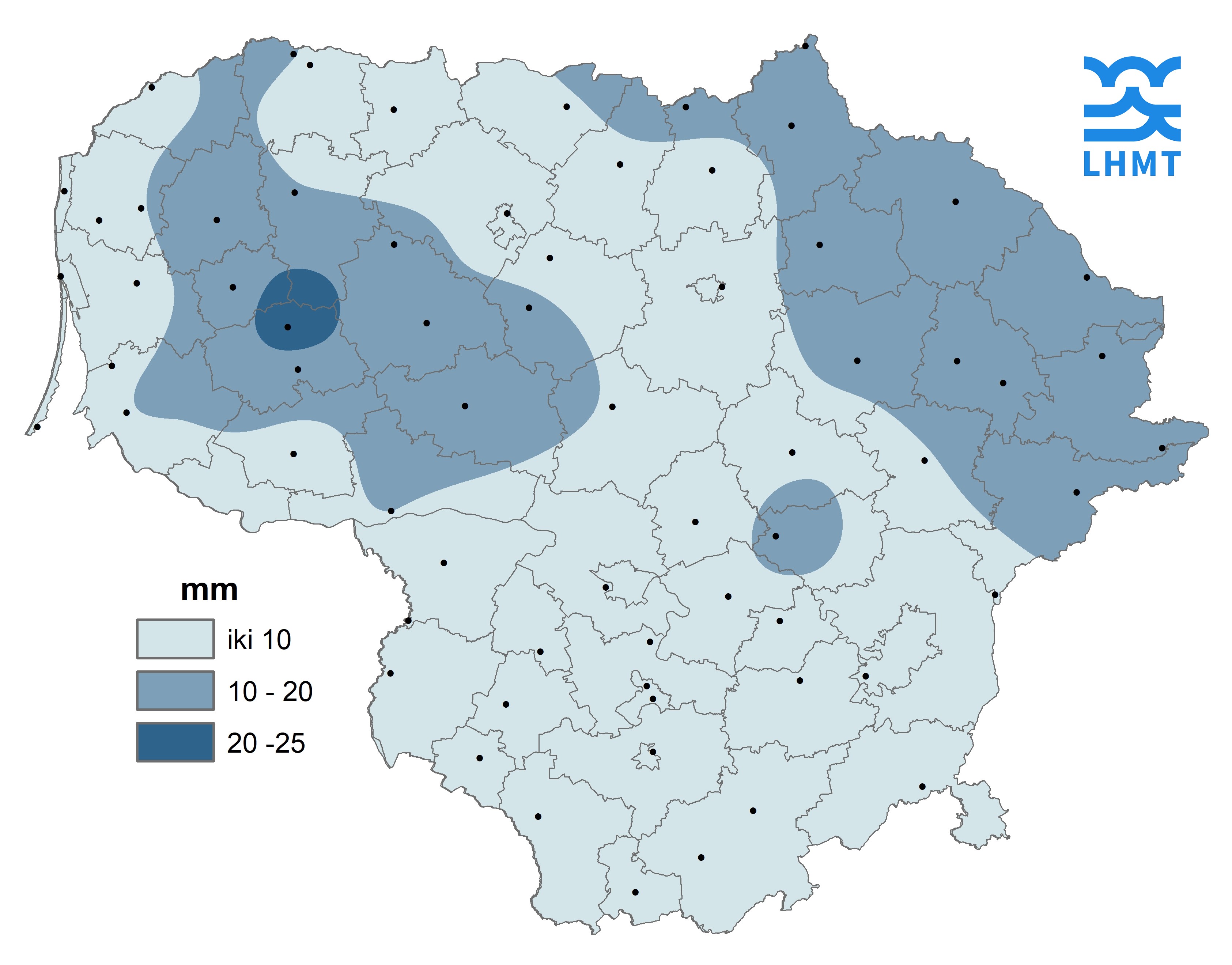  2 pav. Balandžio mėnesio kritulių kiekis