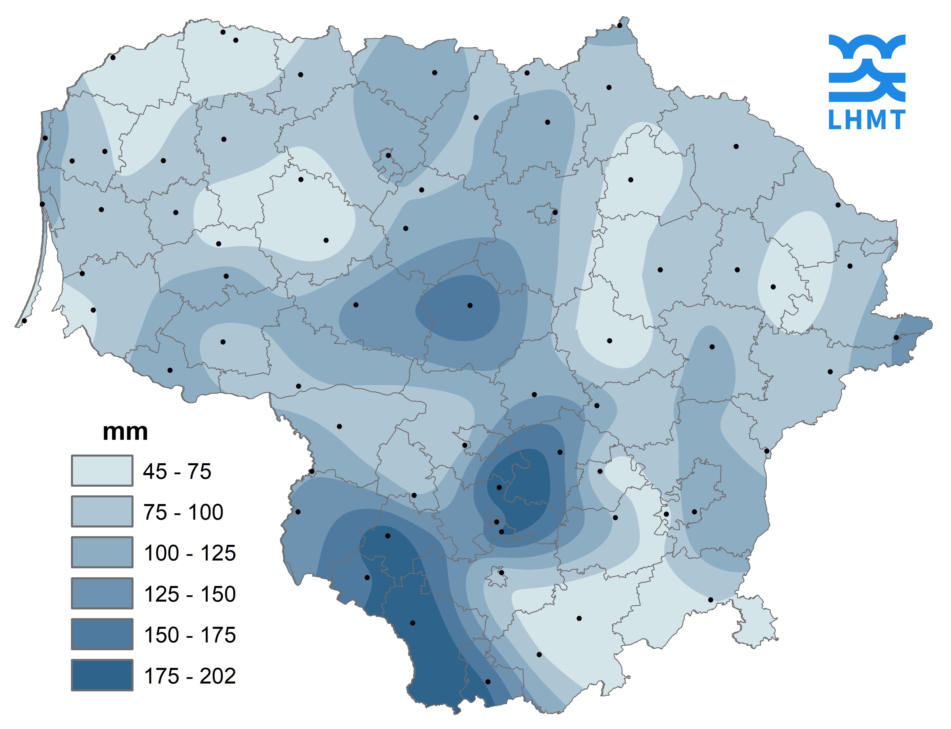  2 pav. Birželio mėnesio kritulių kiekis