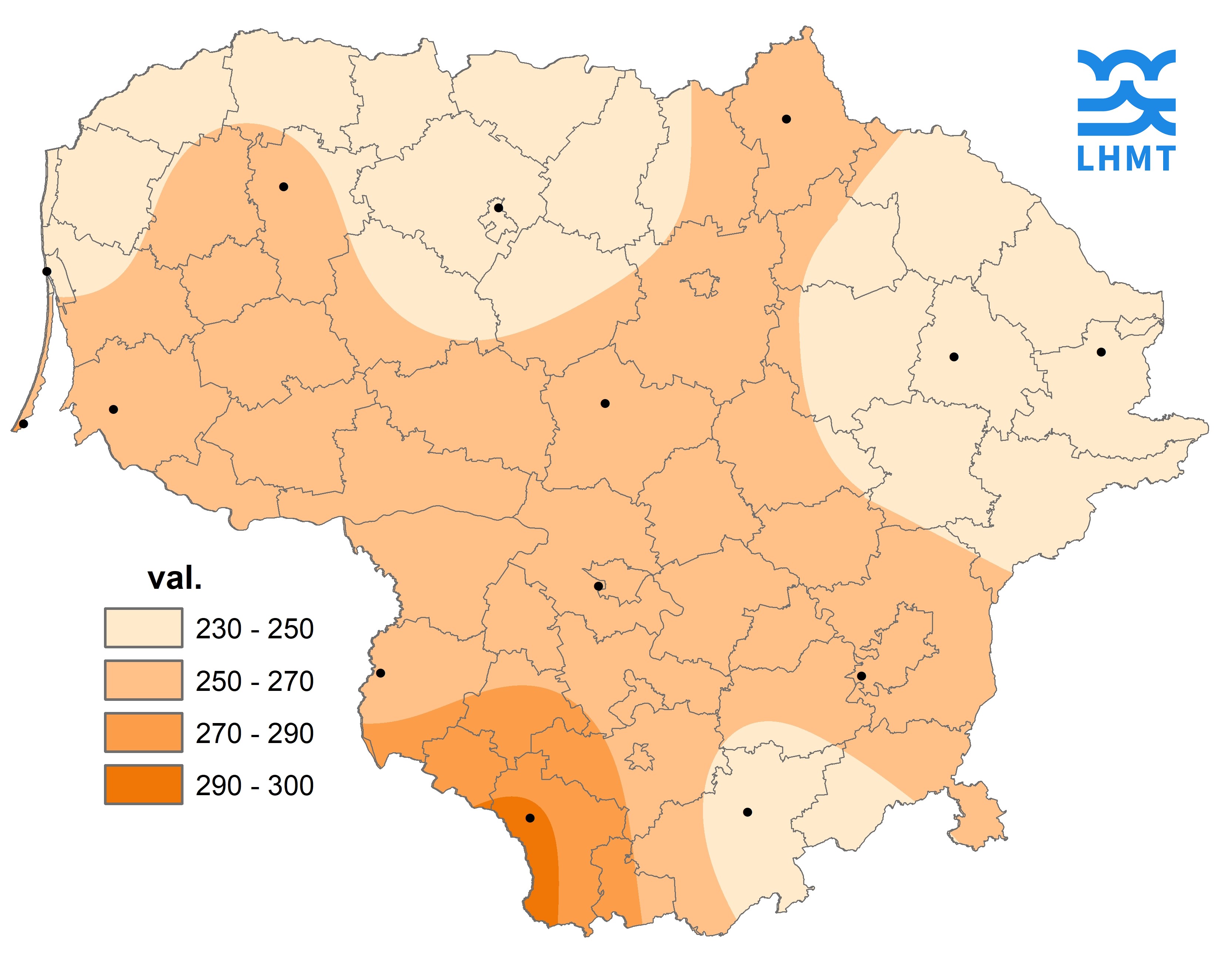  3 pav. Saulės spindėjimo trukmė liepos mėnesį