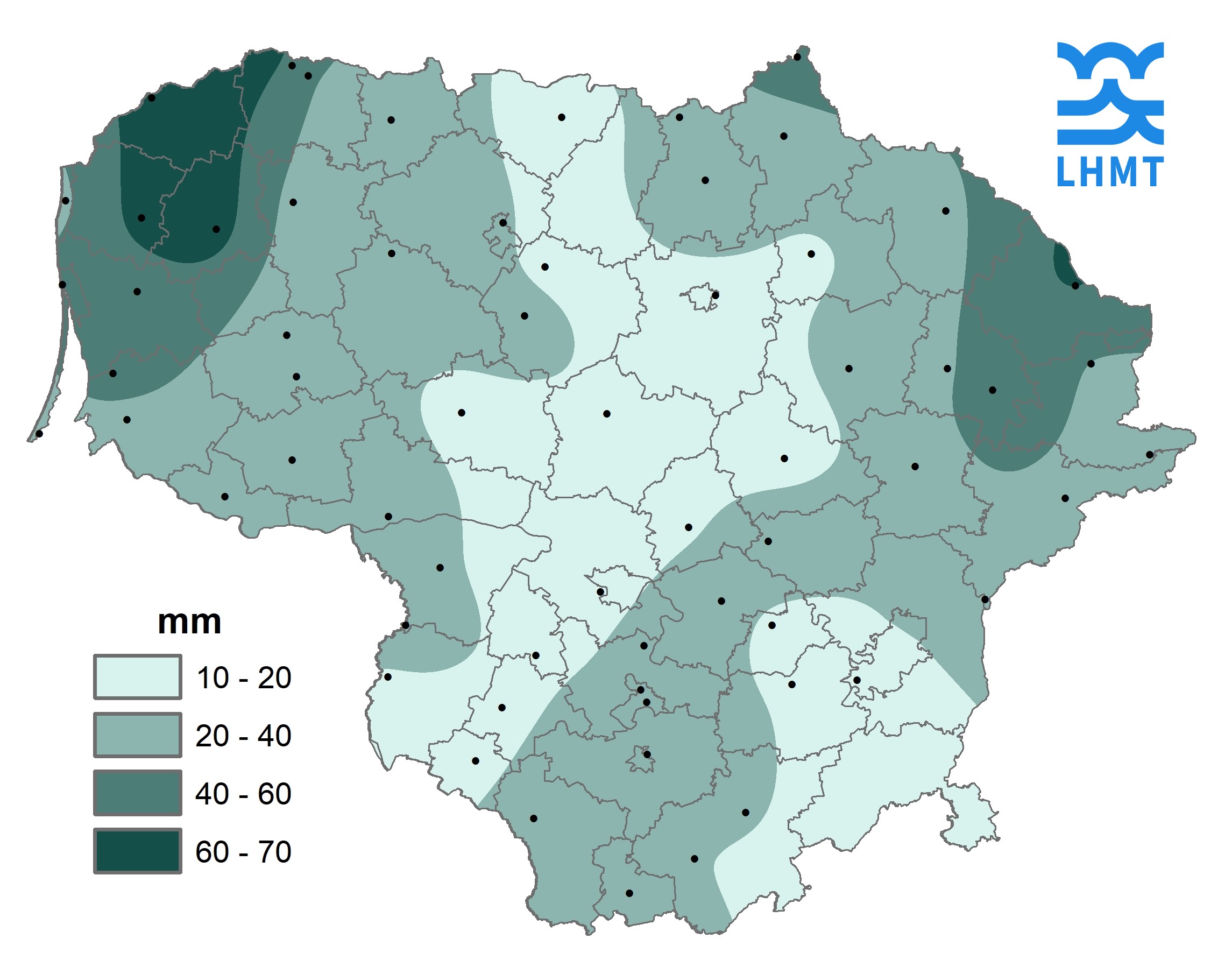  2 pav. Rugsėjo mėnesio kritulių kiekis