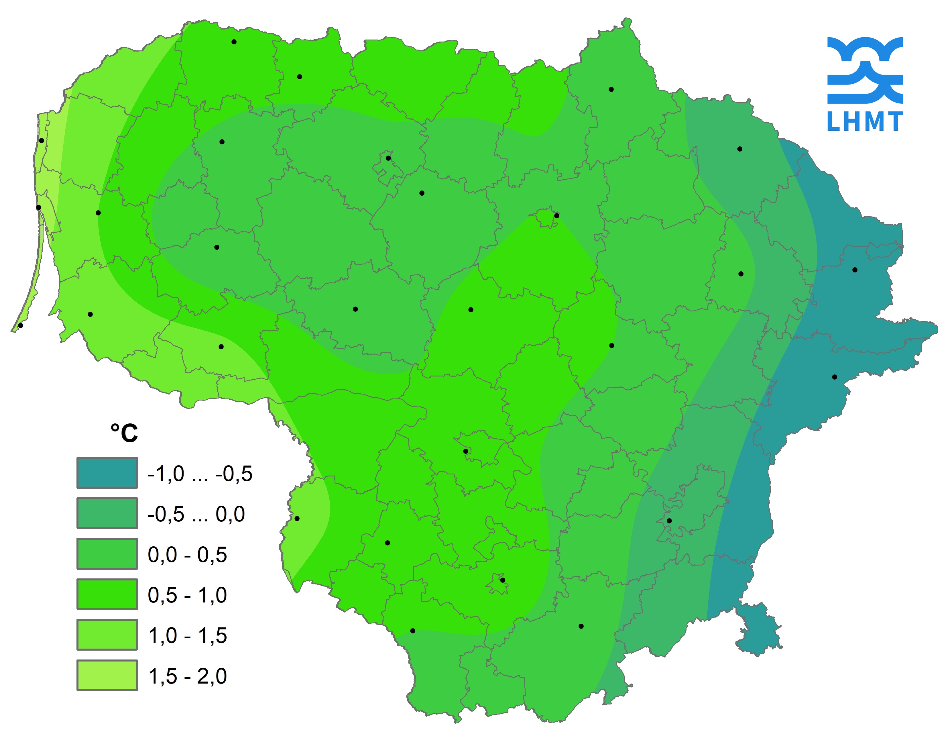  1 pav. Gruodžio mėnesio vidutinė oro temperatūra