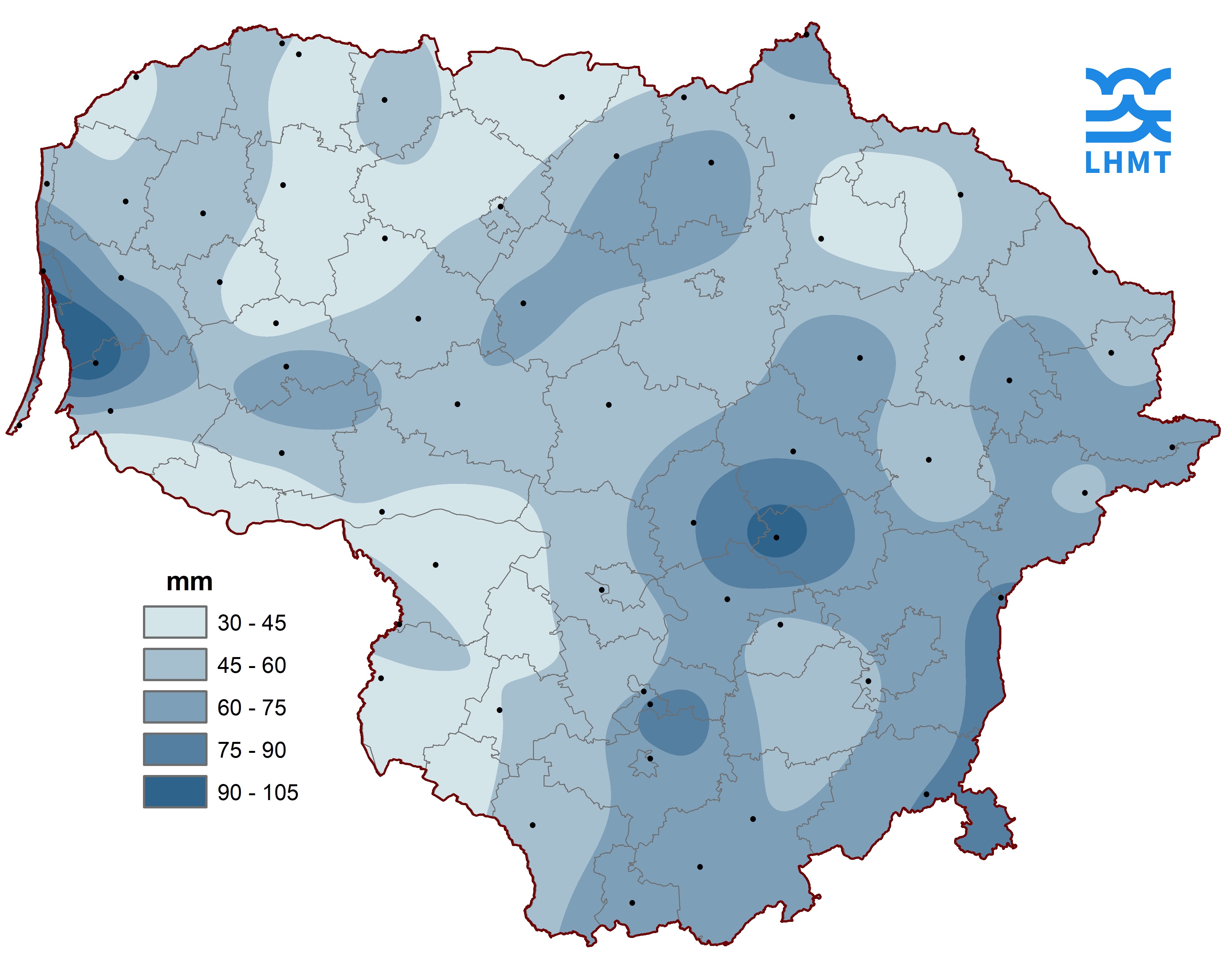  2 pav. Sausio mėnesio kritulių kiekis