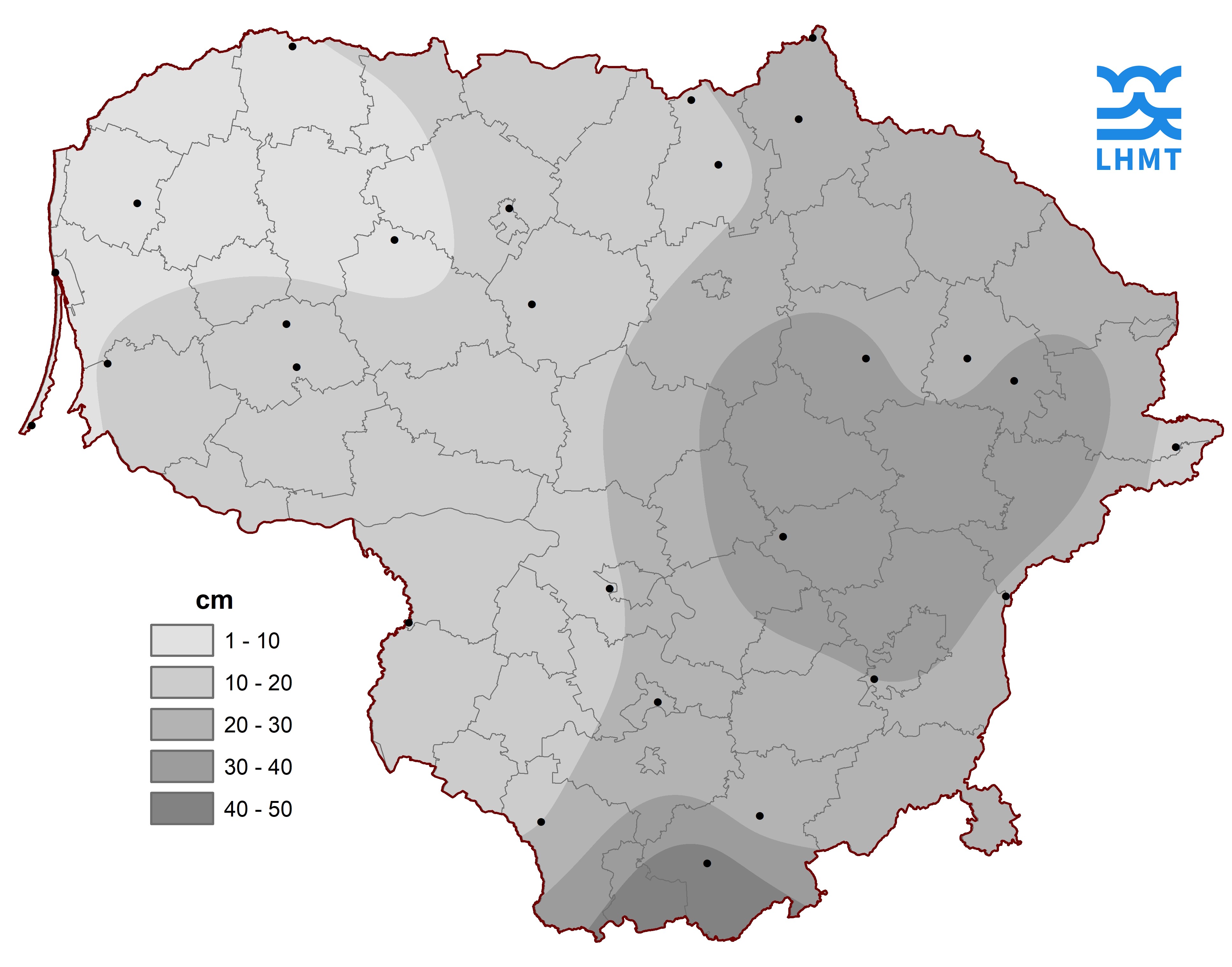  3 pav. Sausio mėn. 31 d. sniego dangos storis