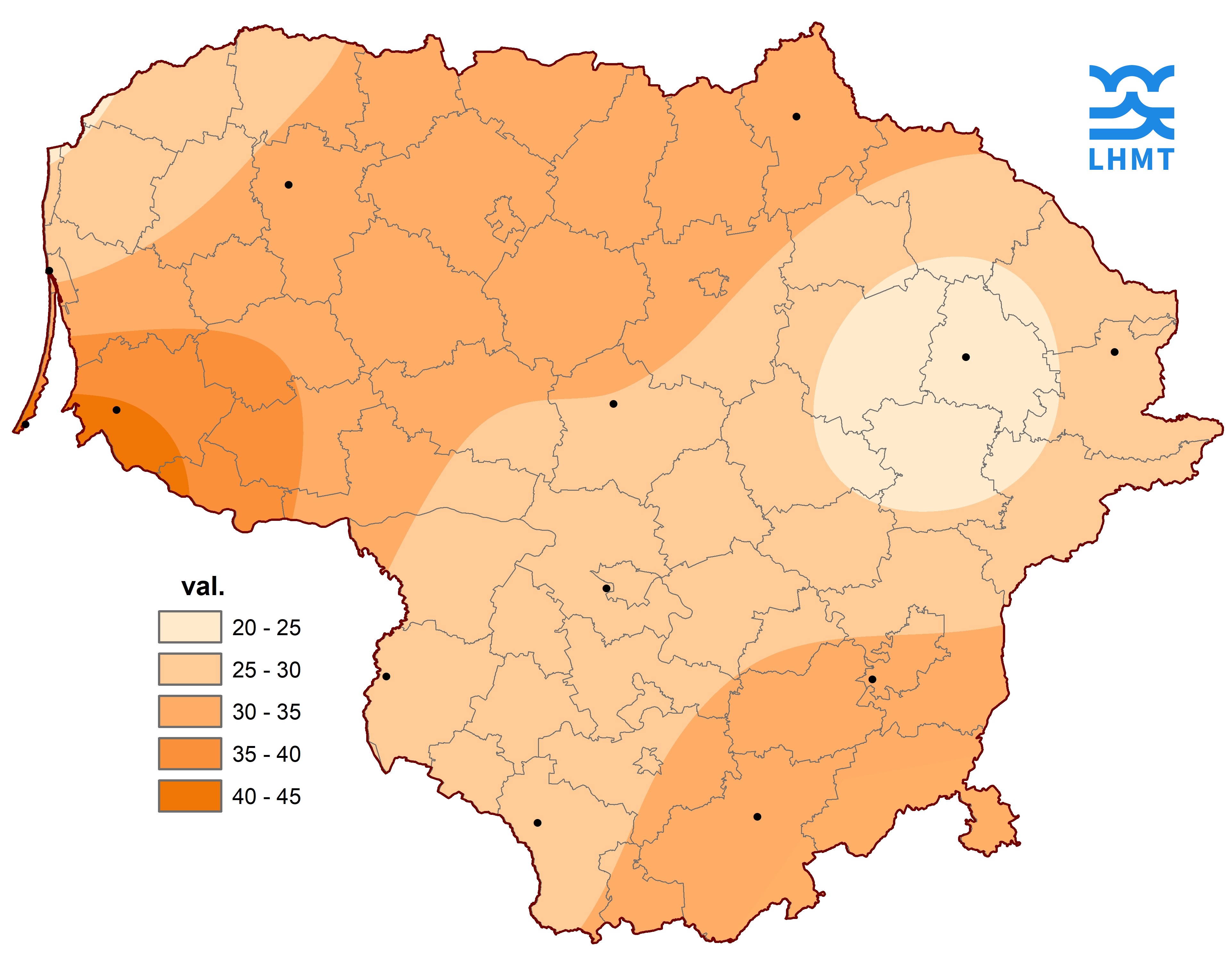  4 pav. Saulės spindėjimo trukmė sausio mėnesį