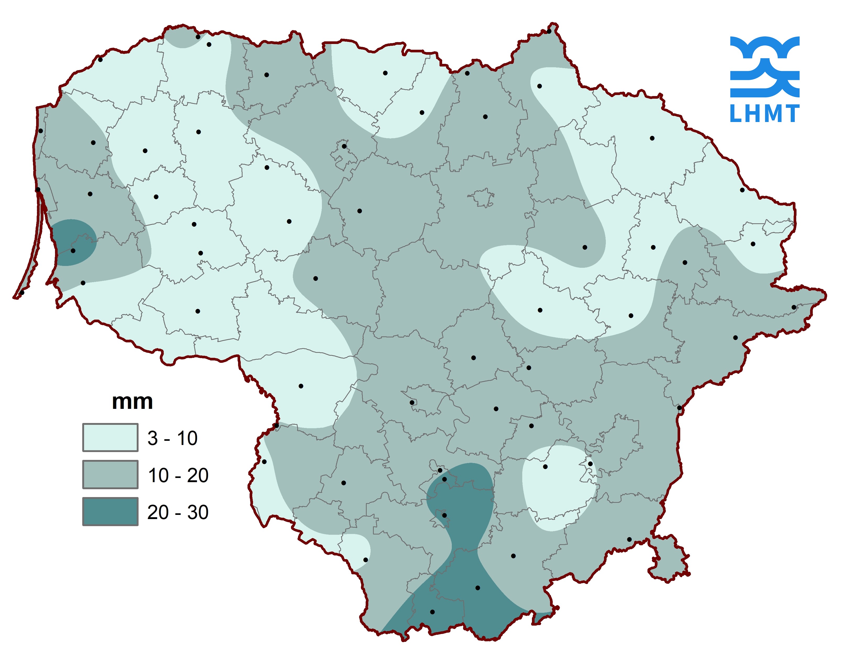  2 pav. Vasario mėnesio kritulių kiekis