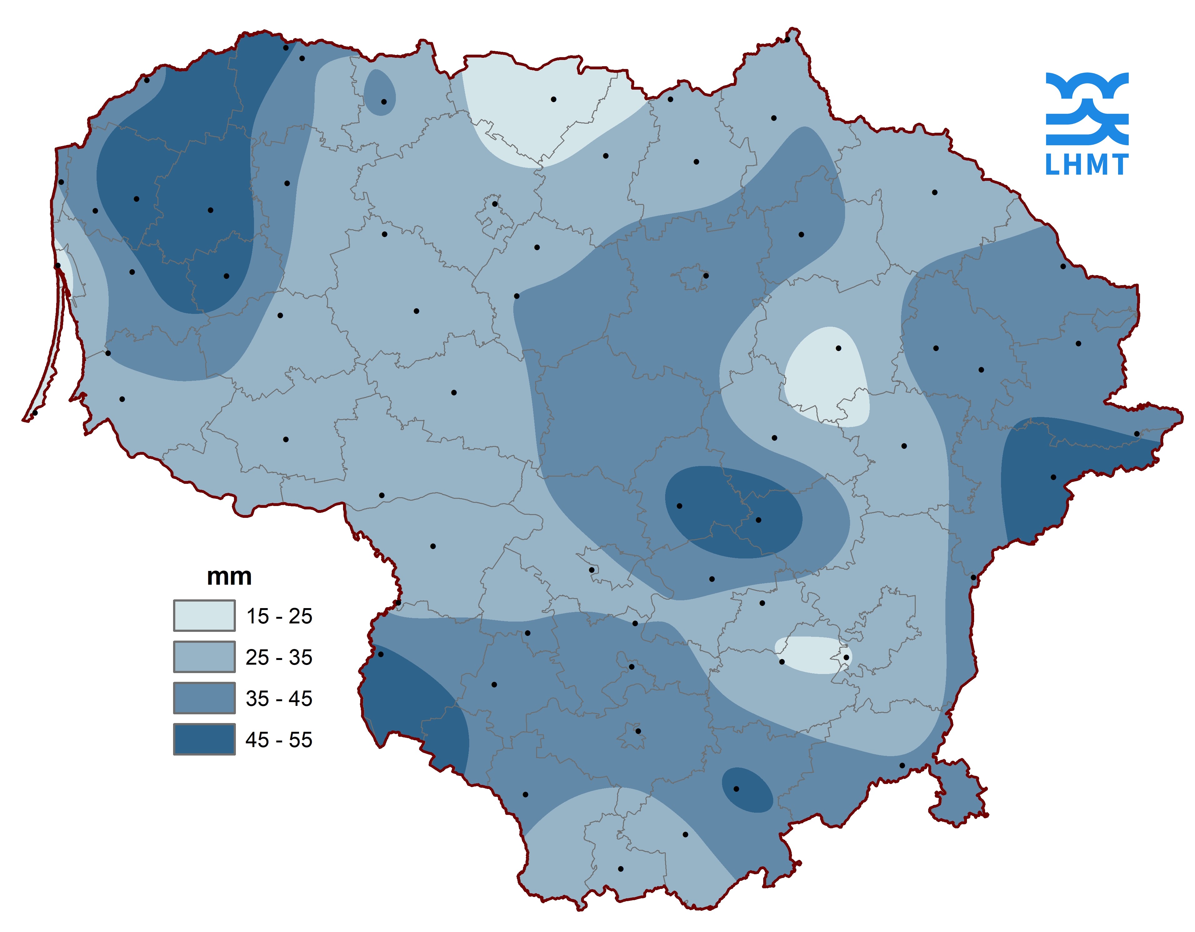  2 pav. Balandžio mėnesio kritulių kiekis