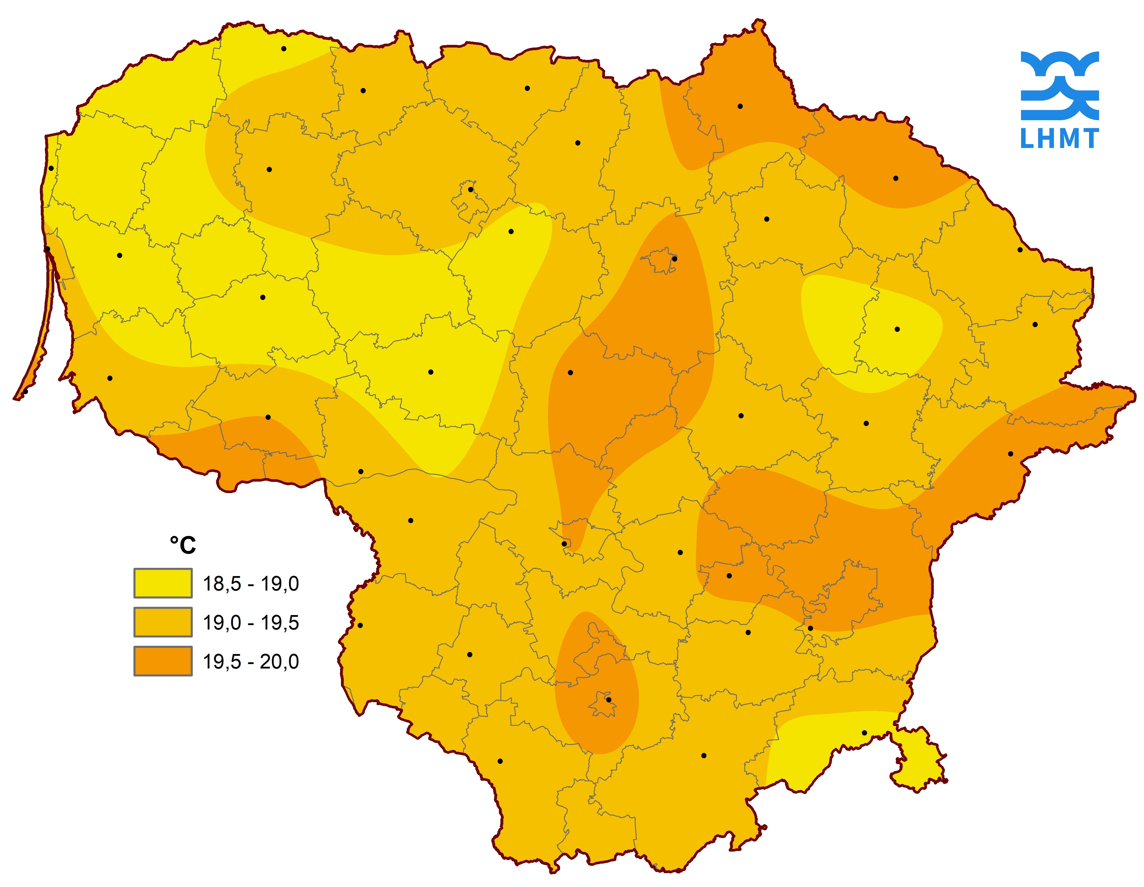  1 pav. Birželio mėnesio vidutinė oro temperatūra