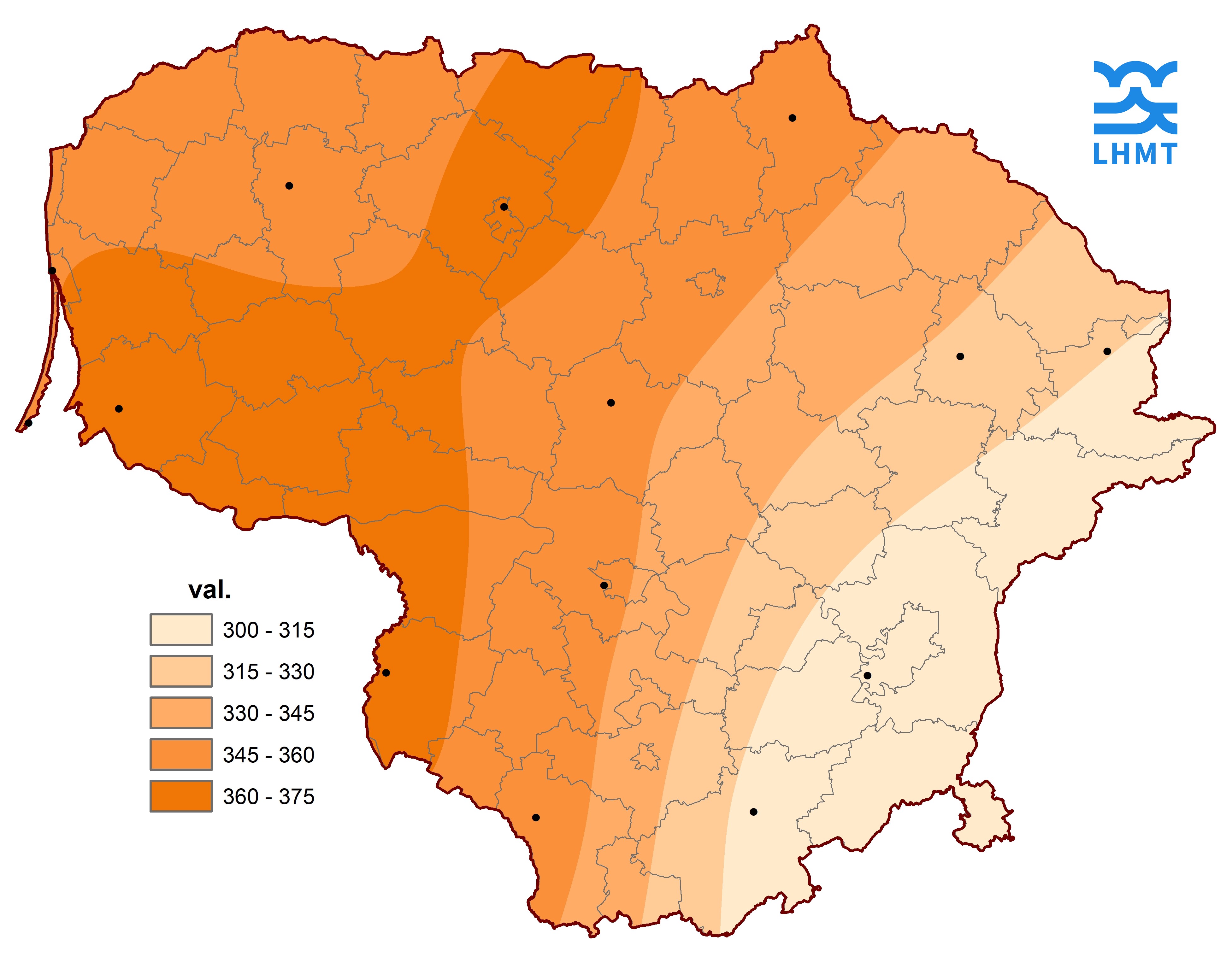  3 pav. Saulės spindėjimo trukmė birželio mėnesį