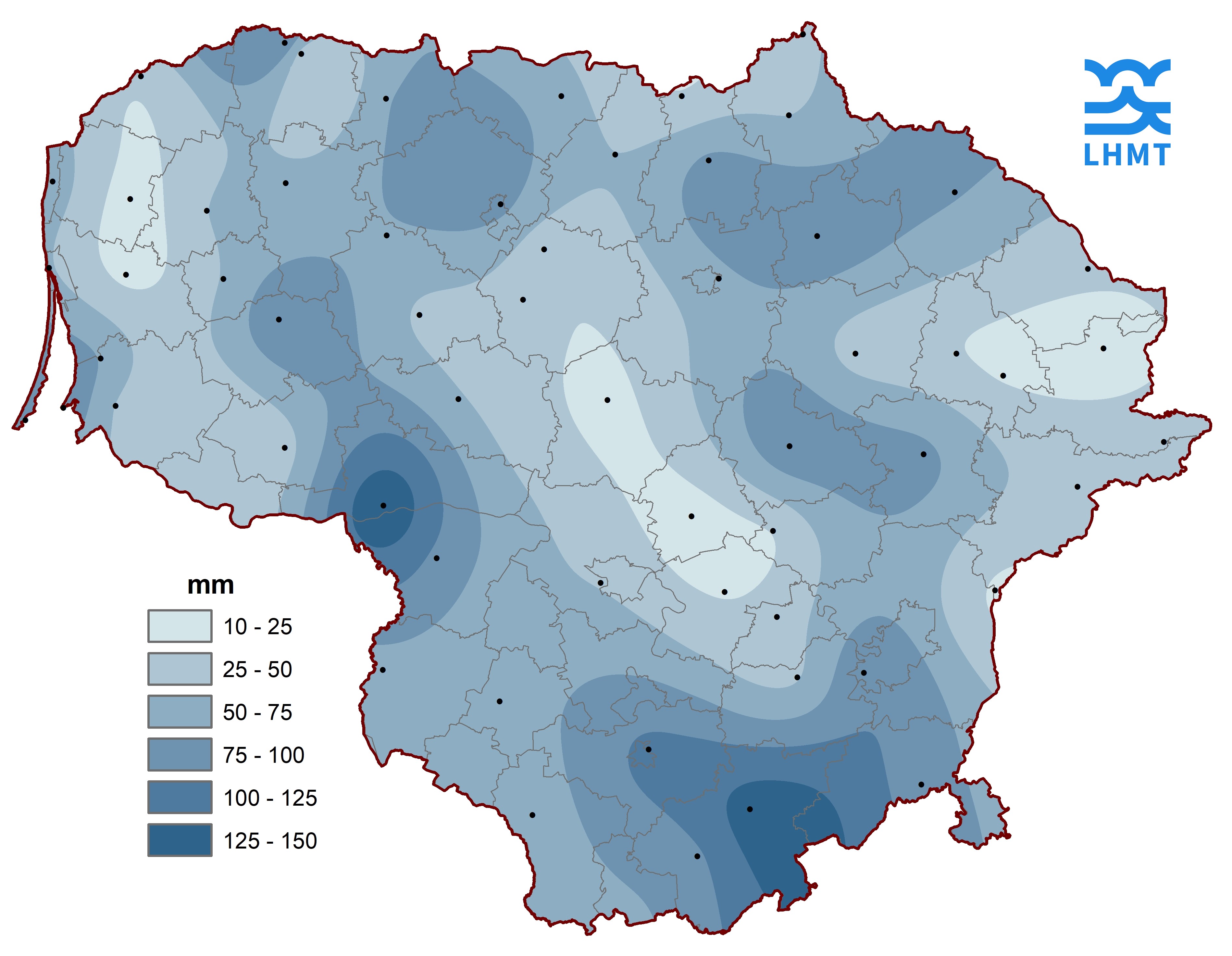  2 pav. Liepos mėnesio kritulių kiekis