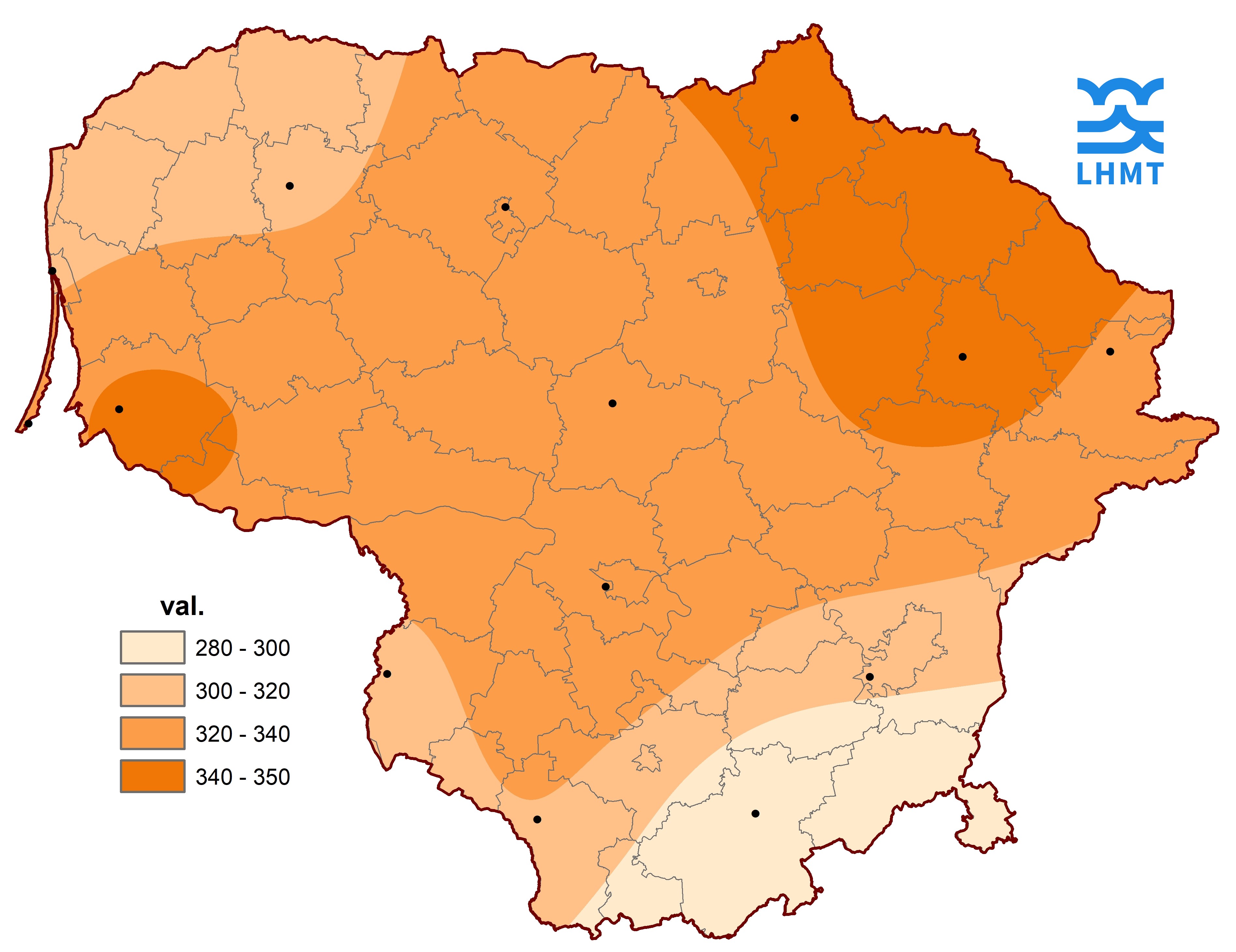  3 pav. Saulės spindėjimo trukmė birželio mėnesį