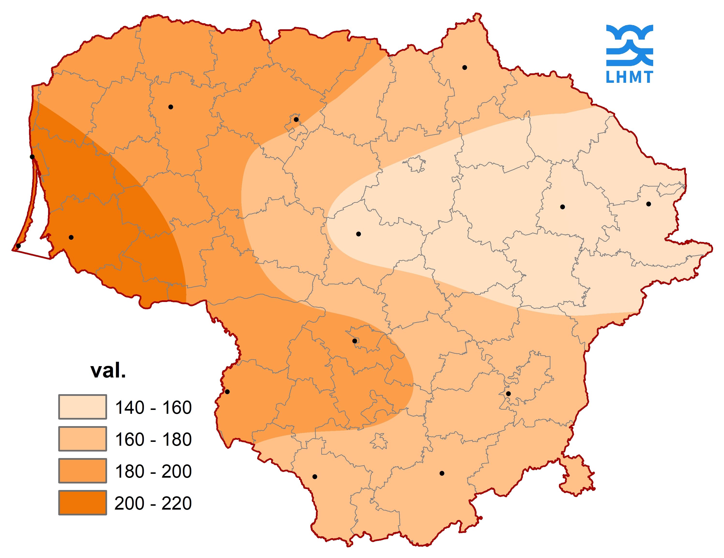  3 pav. Saulės spindėjimo trukmė rugpjūčio mėnesį