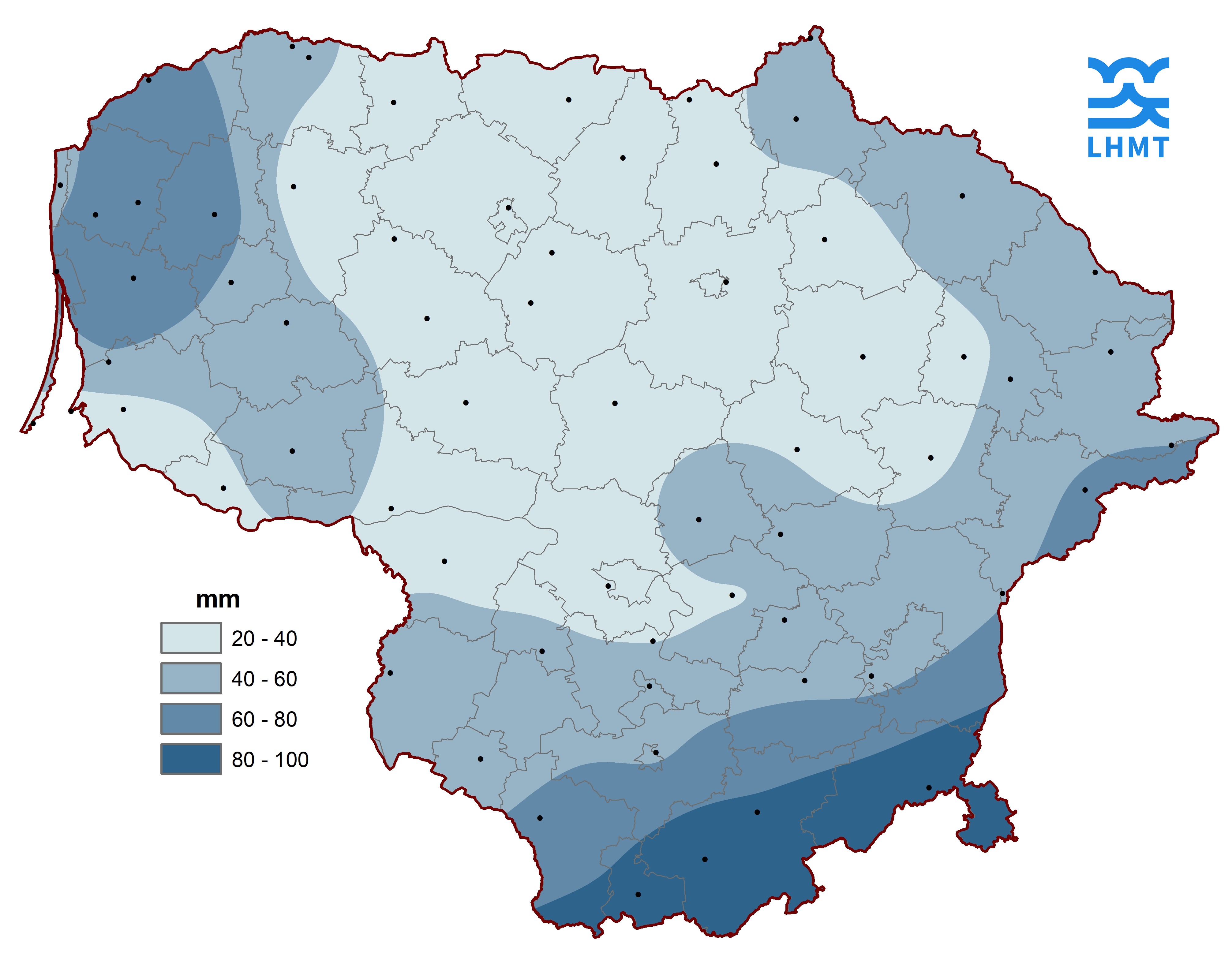  2 pav. Rugsėjo mėnesio kritulių kiekis