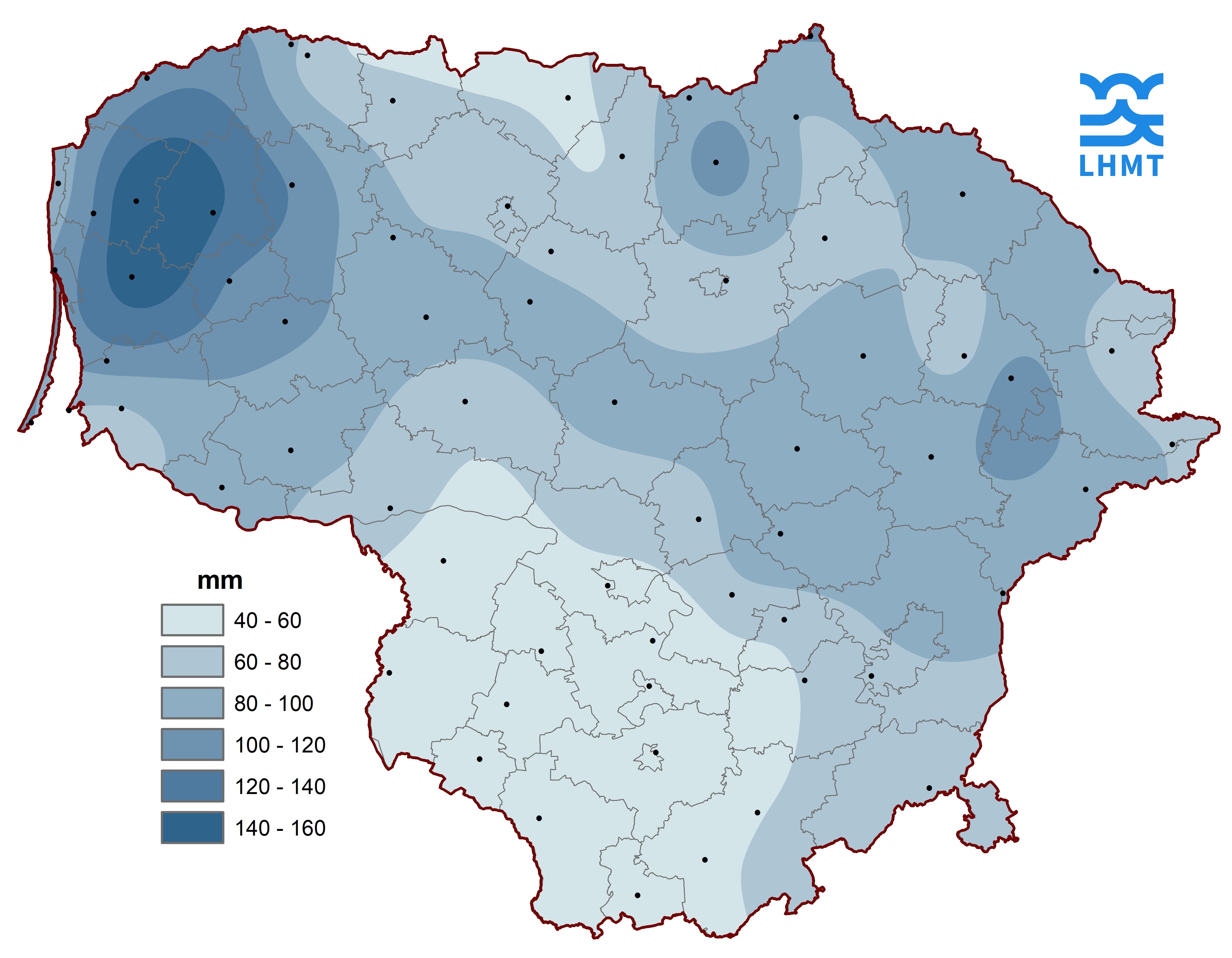  2 pav. Lapkričio mėnesio kritulių kiekis