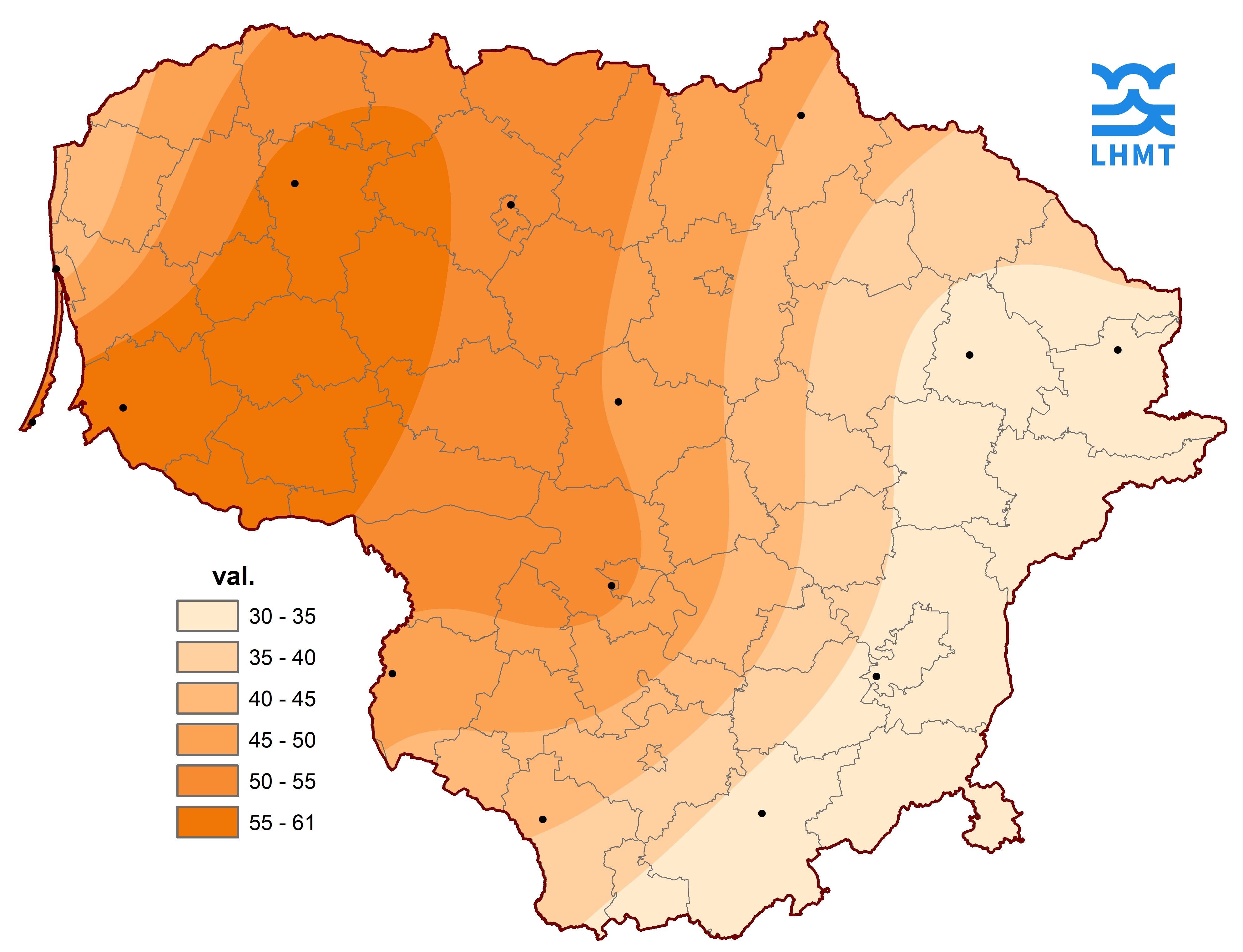  3 pav. Saulės spindėjimo trukmė Lapkričio mėnesį