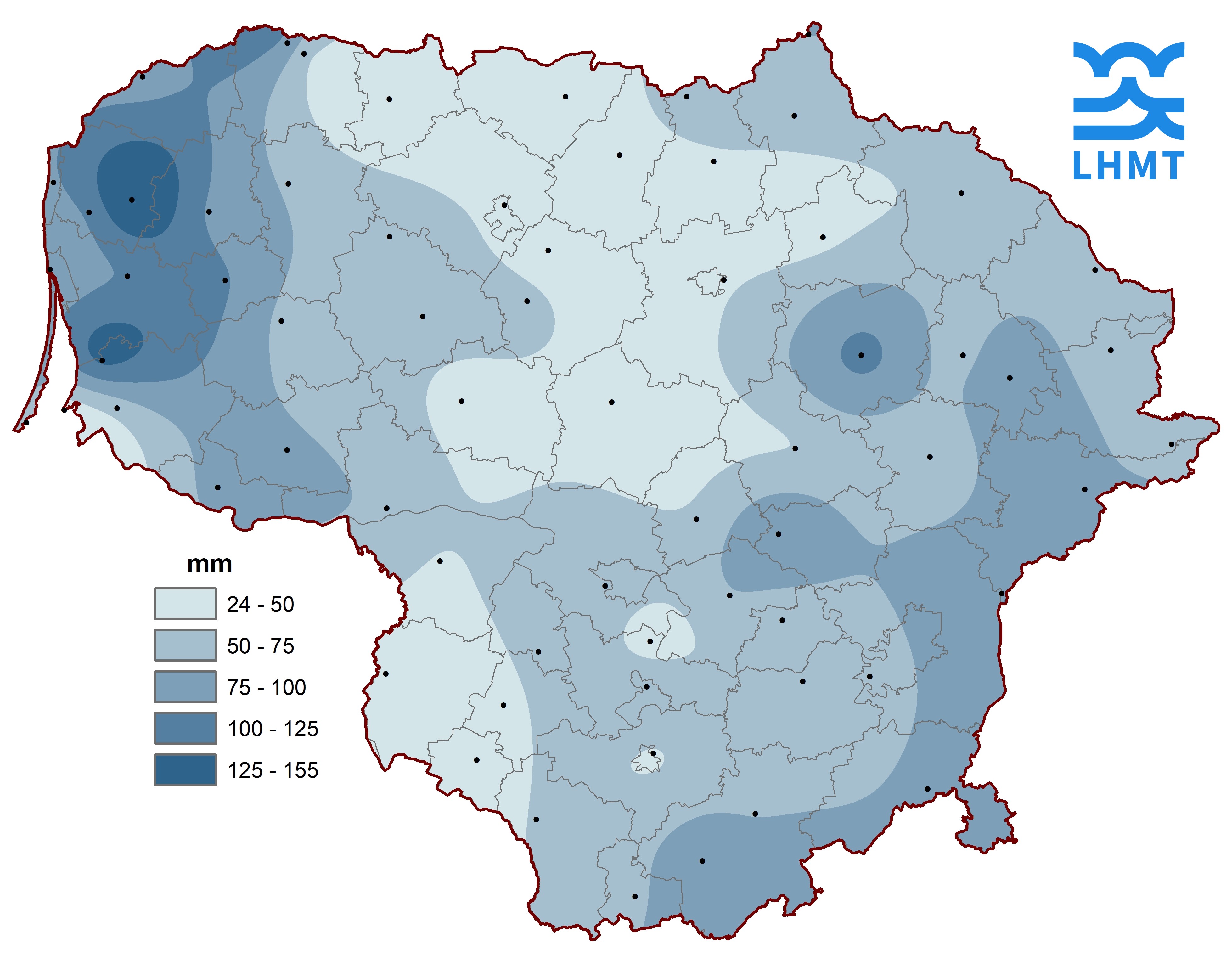  2 pav. Sausio mėnesio kritulių kiekis