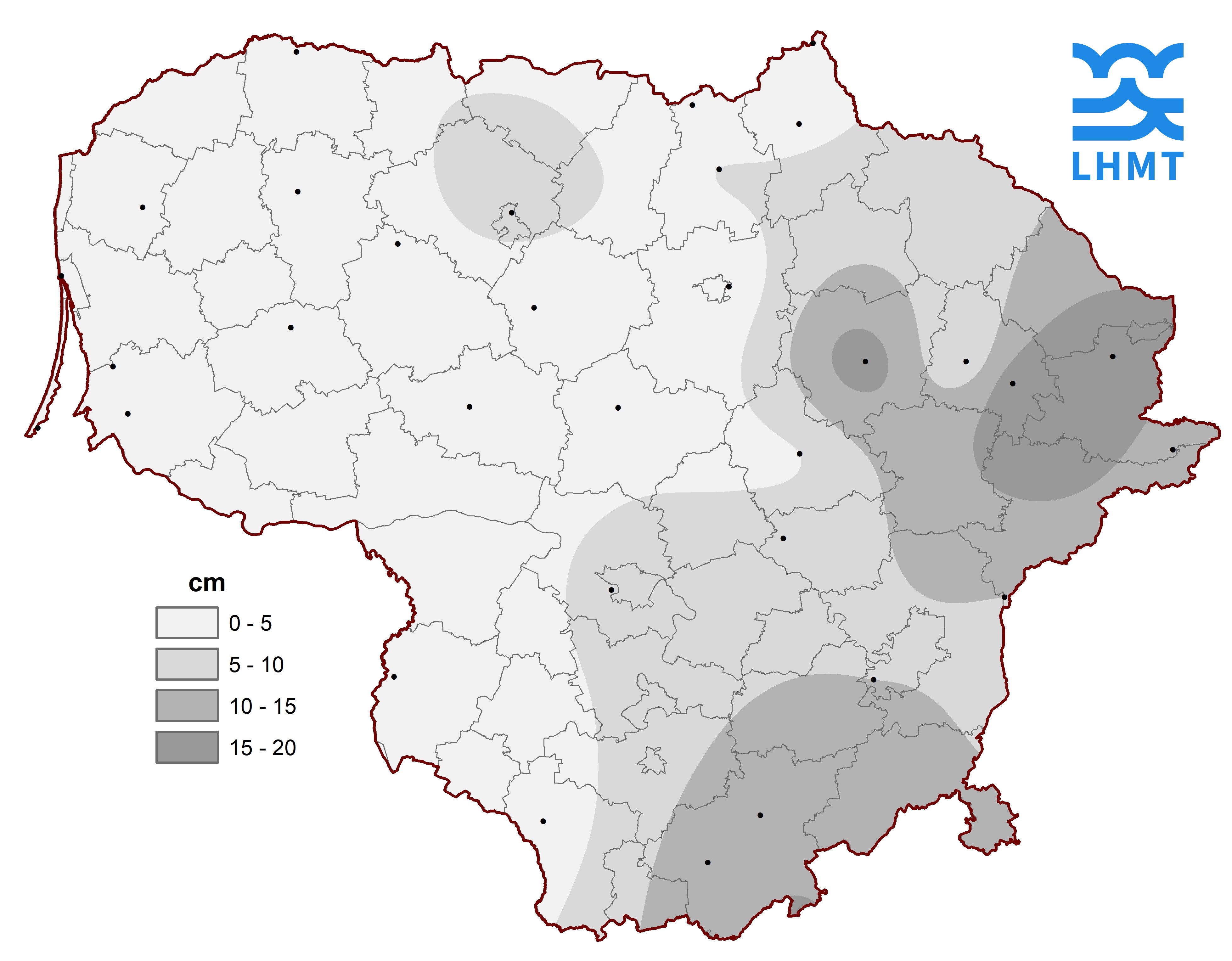  3 pav. Sausio mėn. 31 d. sniego dangos storis