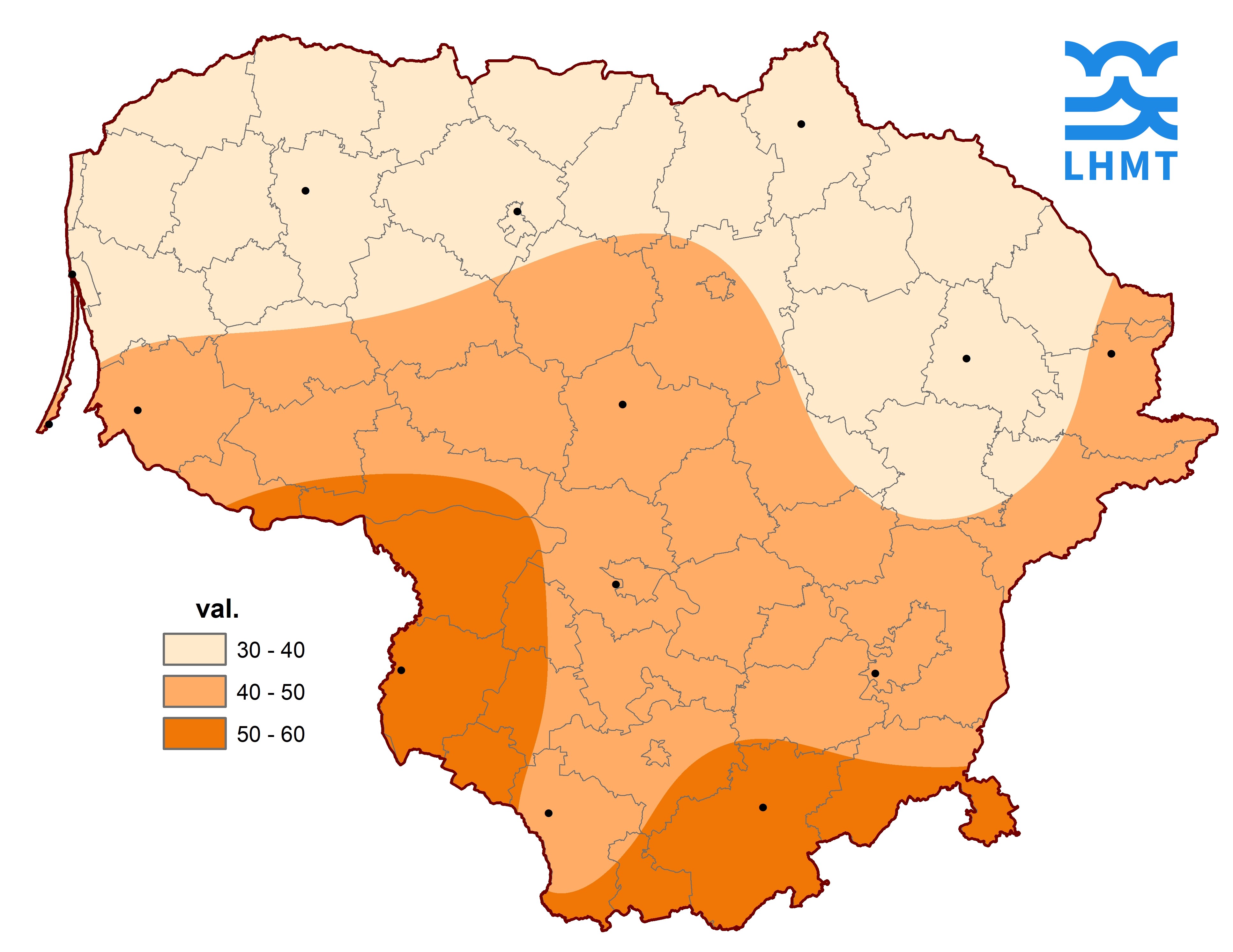  4 pav. Saulės spindėjimo trukmė sausio mėnesį