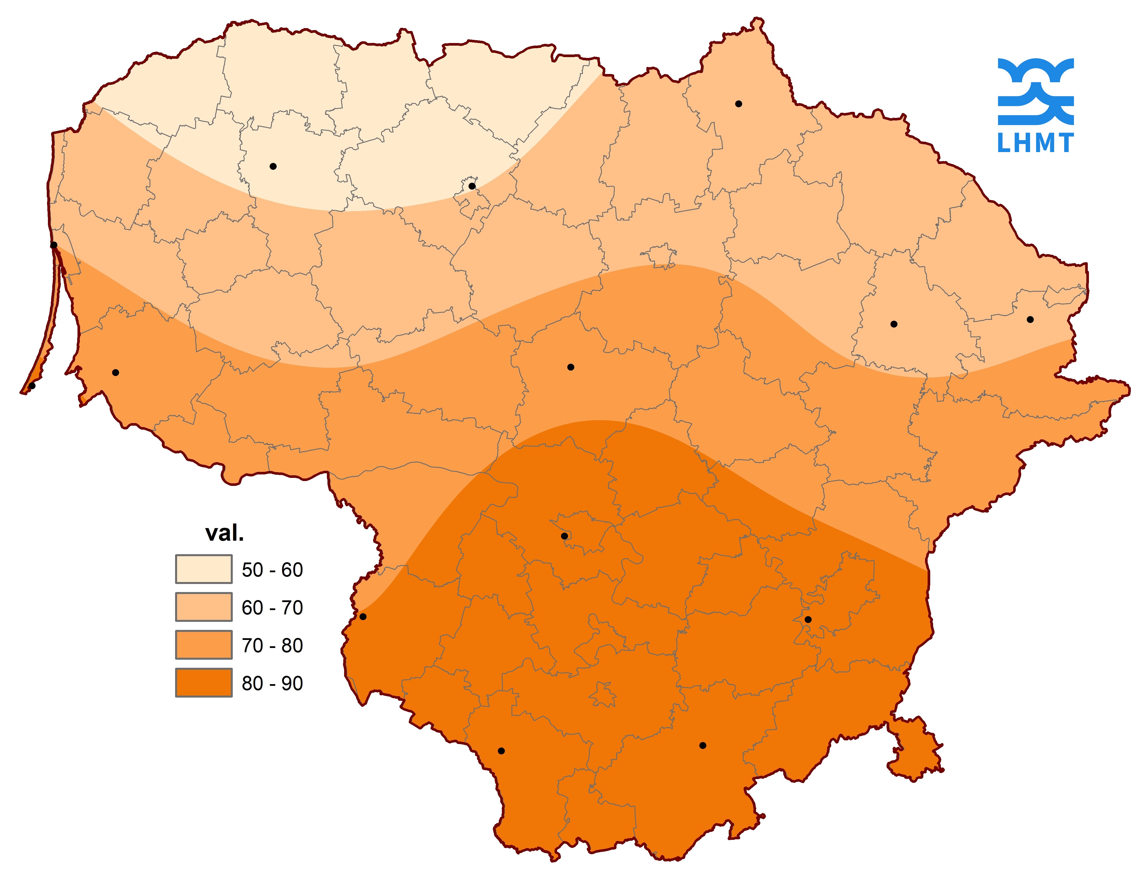  3 pav. Saulės spindėjimo trukmė vasario mėnesį