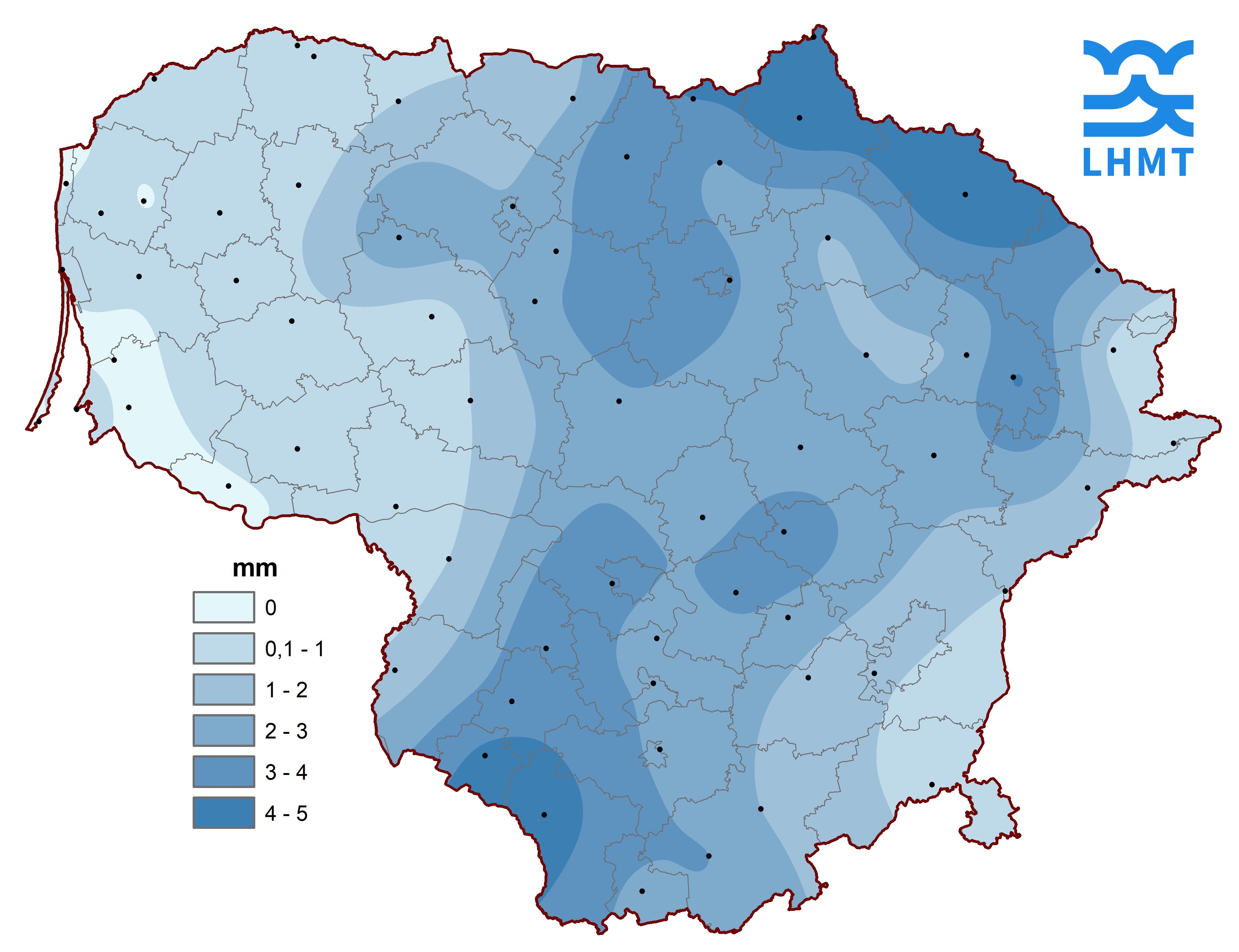  2 pav. Kovo mėnesio kritulių kiekis