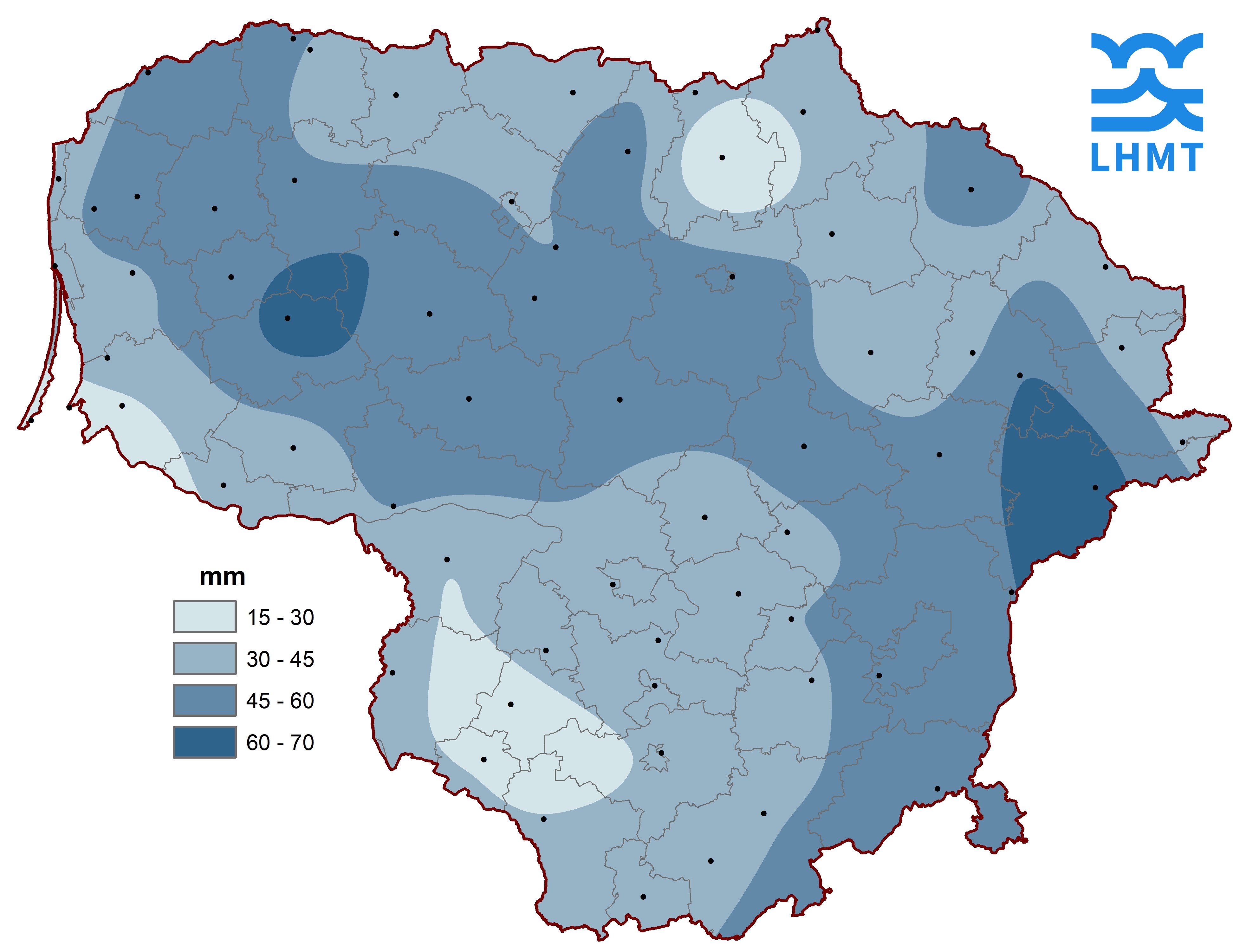  2 pav. Balandžio mėnesio kritulių kiekis