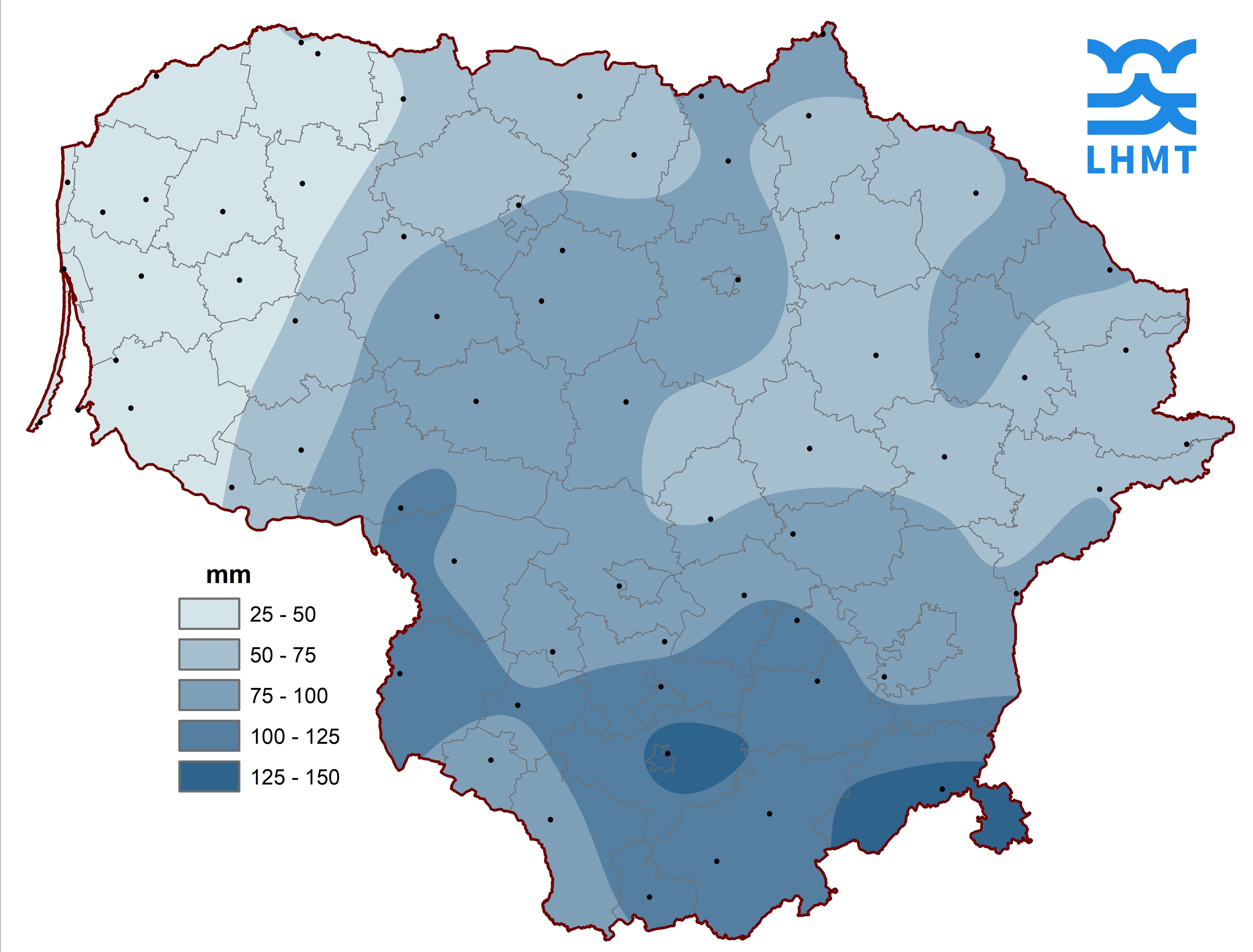  2 pav. Gegužės mėnesio kritulių kiekis