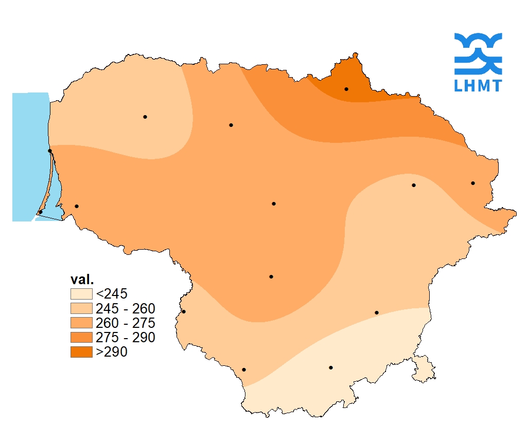  3 pav. Saulės spindėjimo trukmė liepos mėnesį