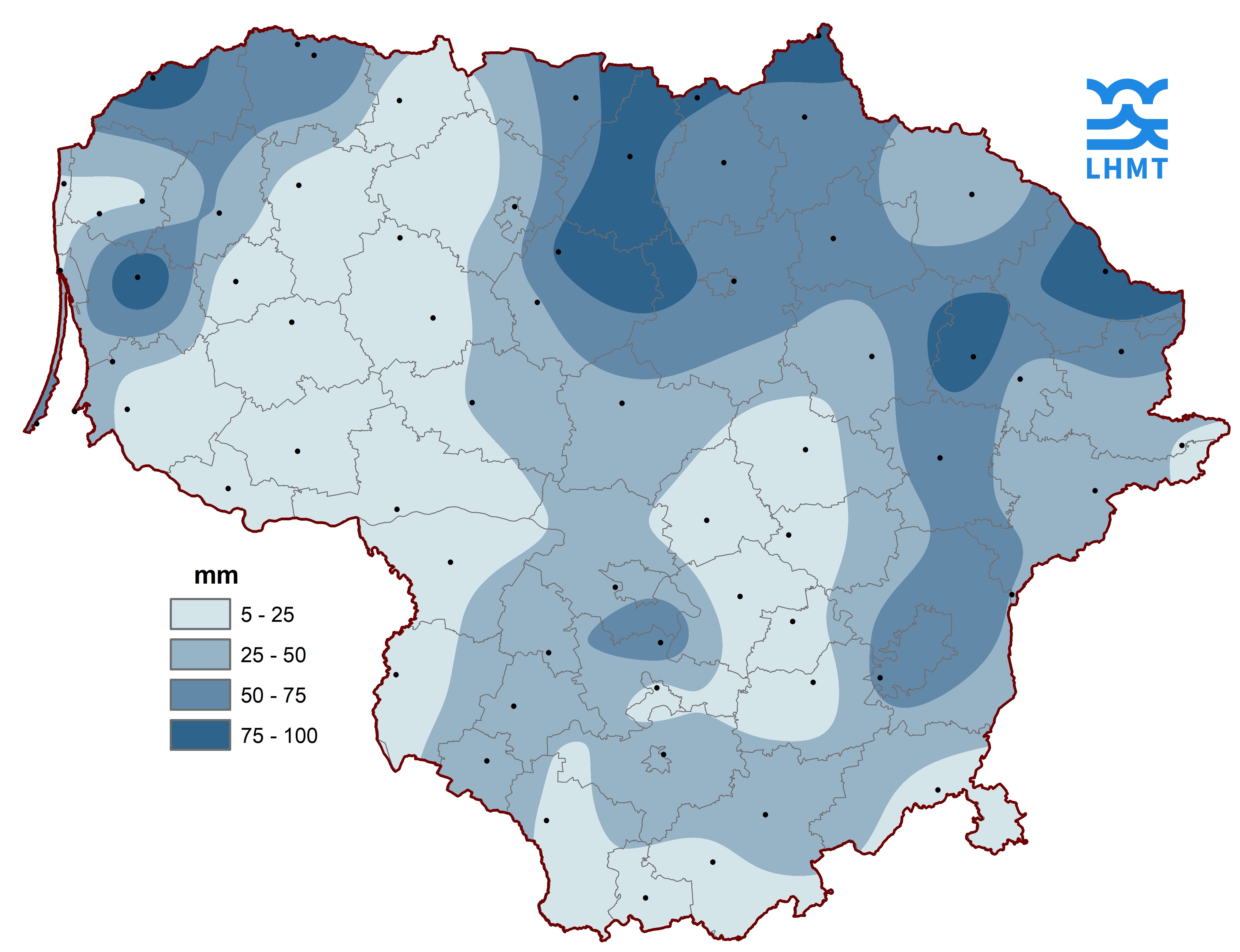  2 pav. Rugpjūčio mėnesio kritulių kiekis