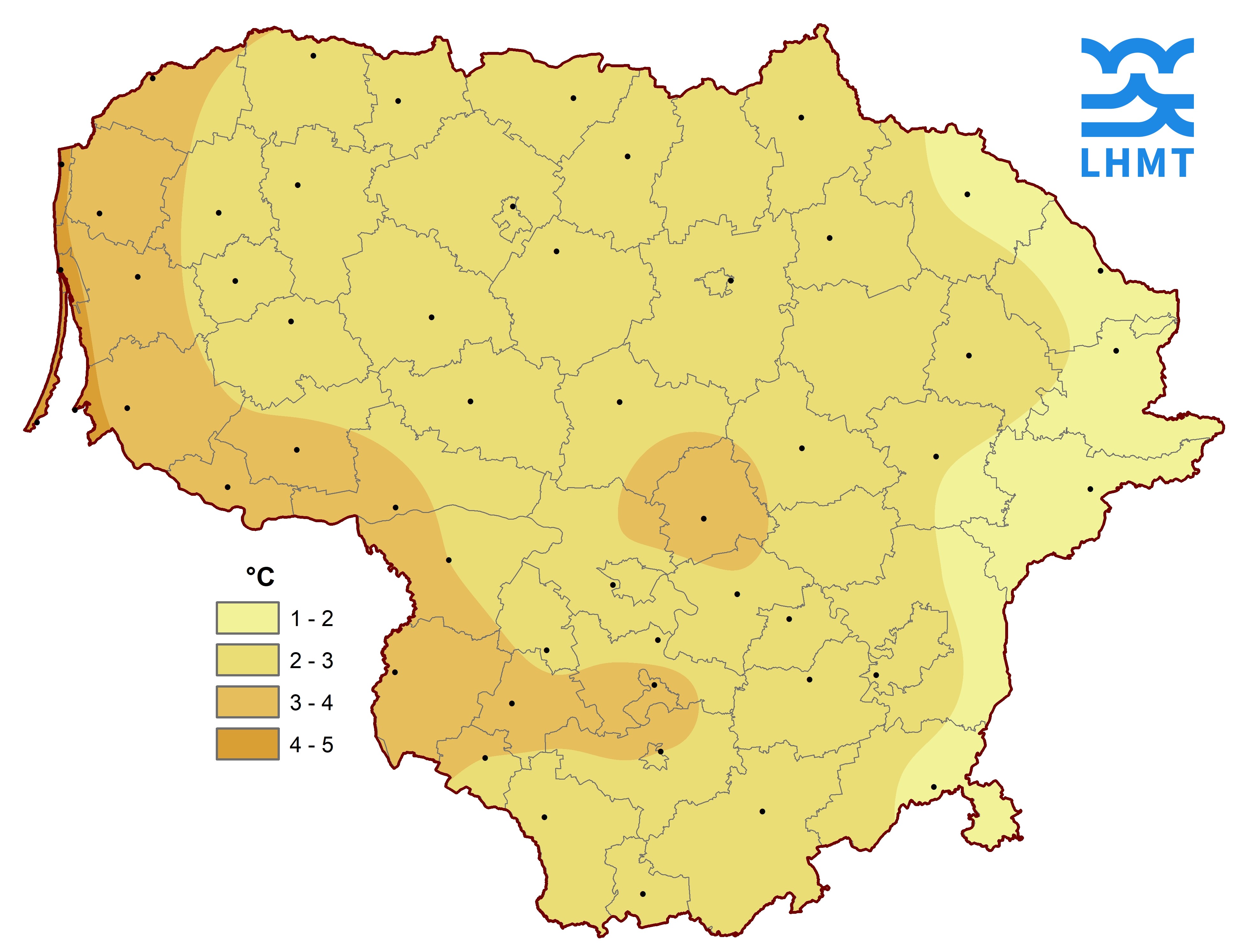  1 pav. Lapkričio mėnesio vidutinė oro temperatūra