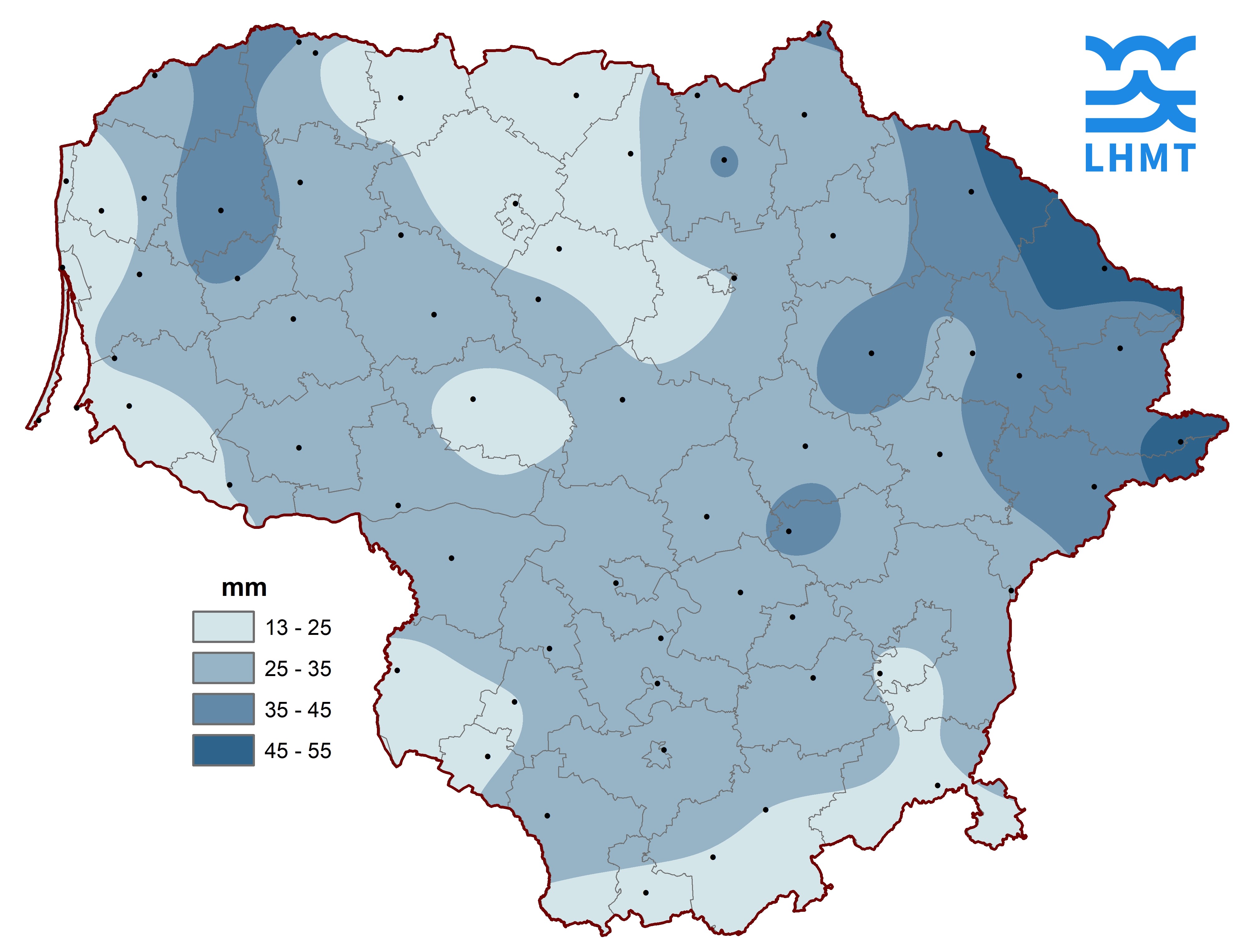  2 pav. Lapkričio mėnesio kritulių kiekis