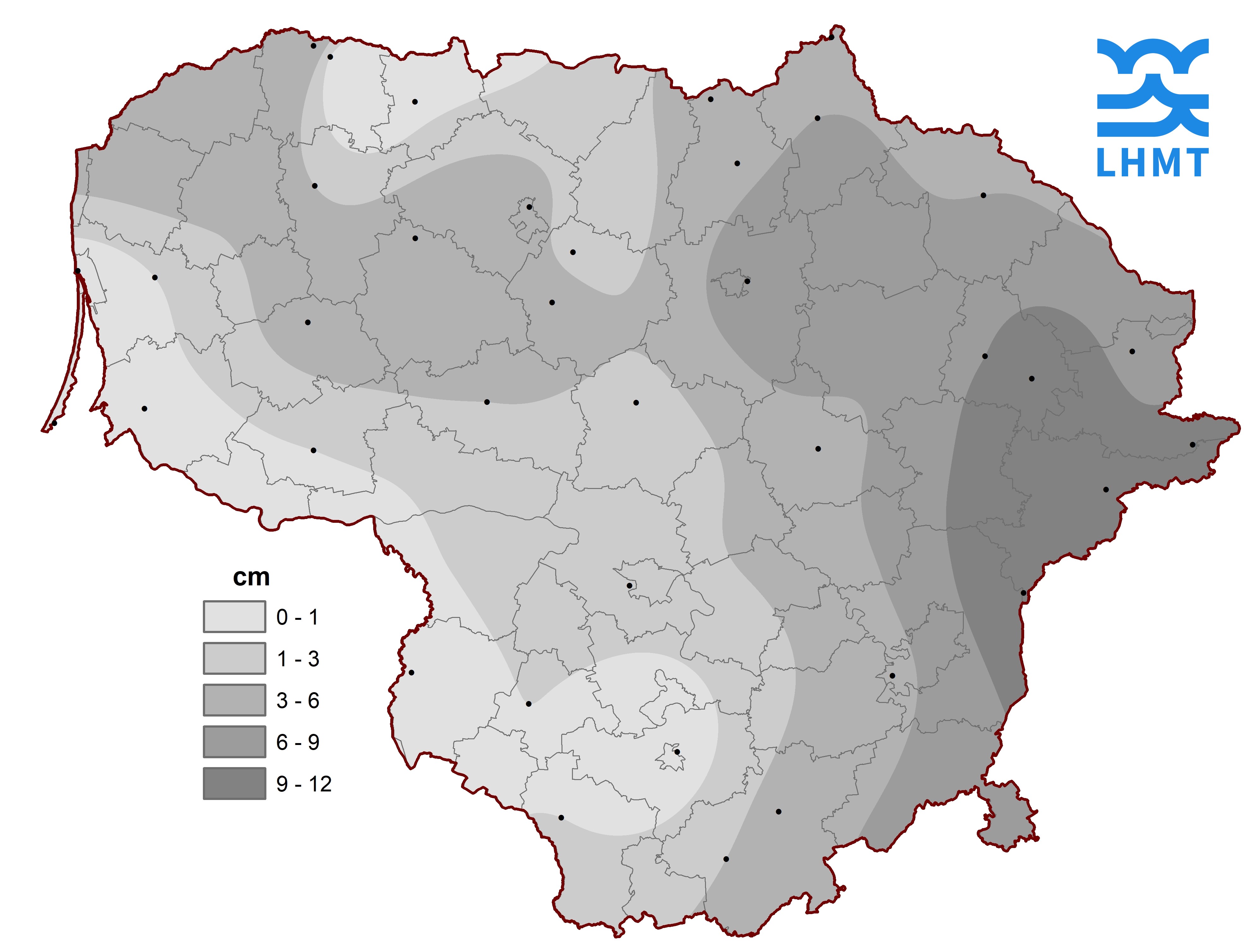  3 pav. Lapkričio 30 d. sniego dangos storis