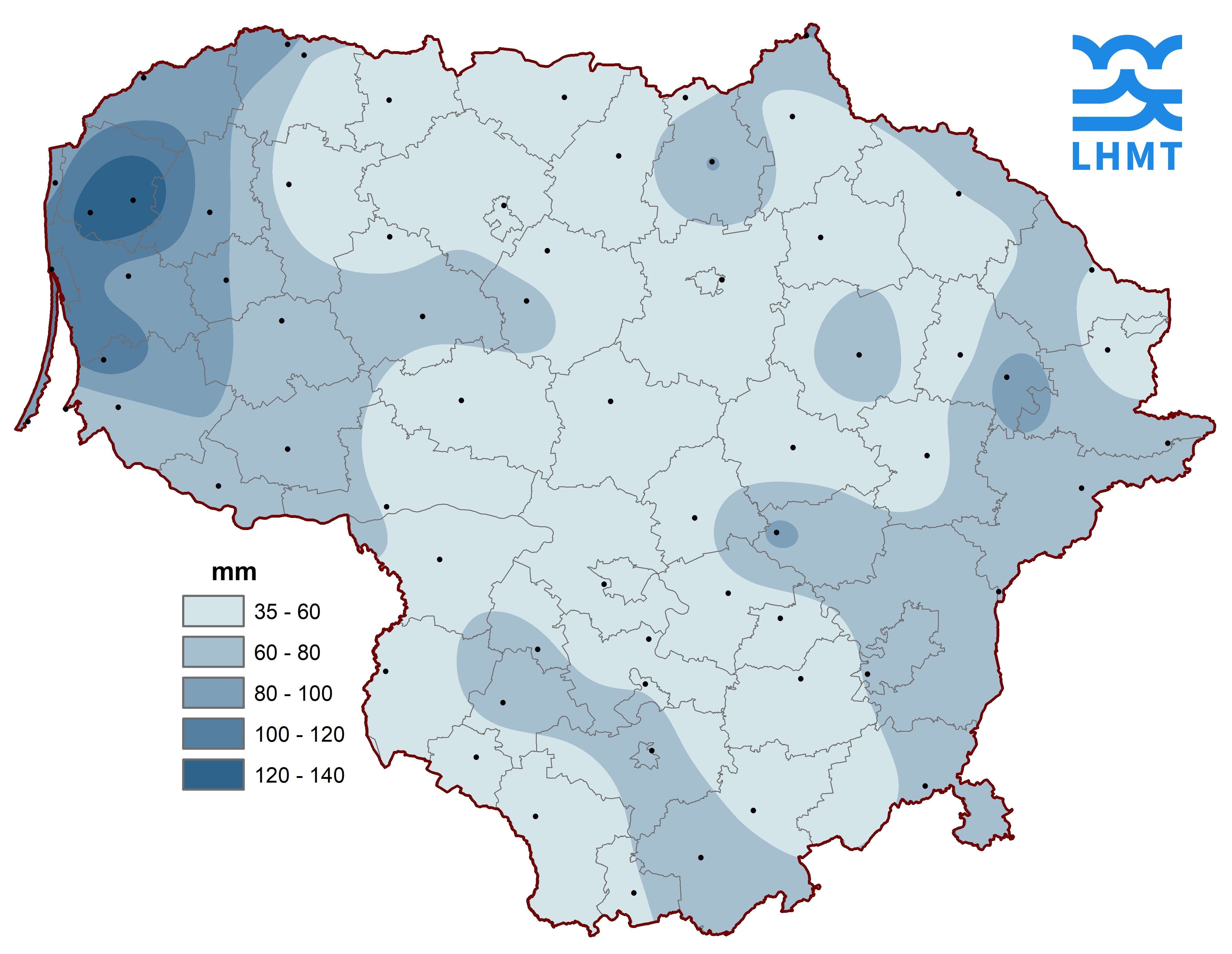  2 pav. Gruodžio mėnesio kritulių kiekis