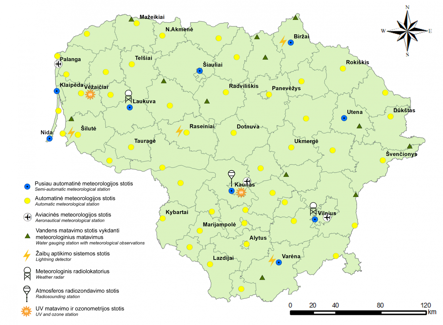 Meteorologijos stočių tinklo žemėlapis