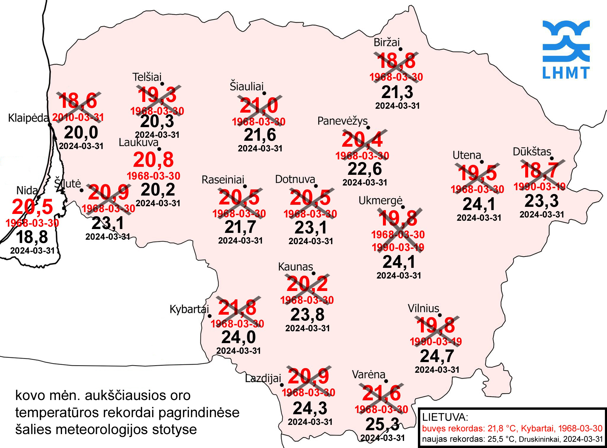 2024-04-02 | Pasiektas kovo mėn. aukščiausios oro temperatūros rekordas